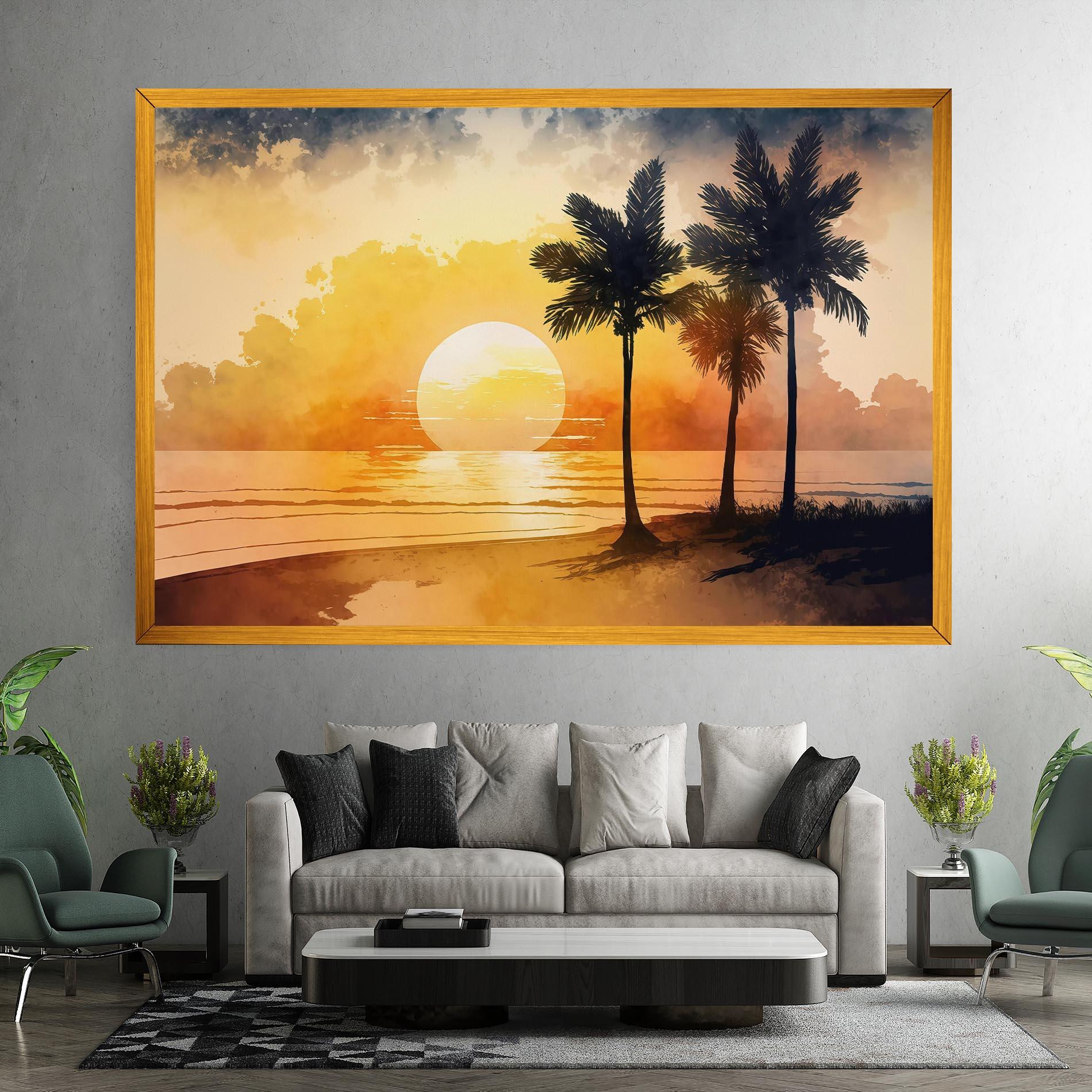 Leinwandbild Palm Trees Sunset mockup 7