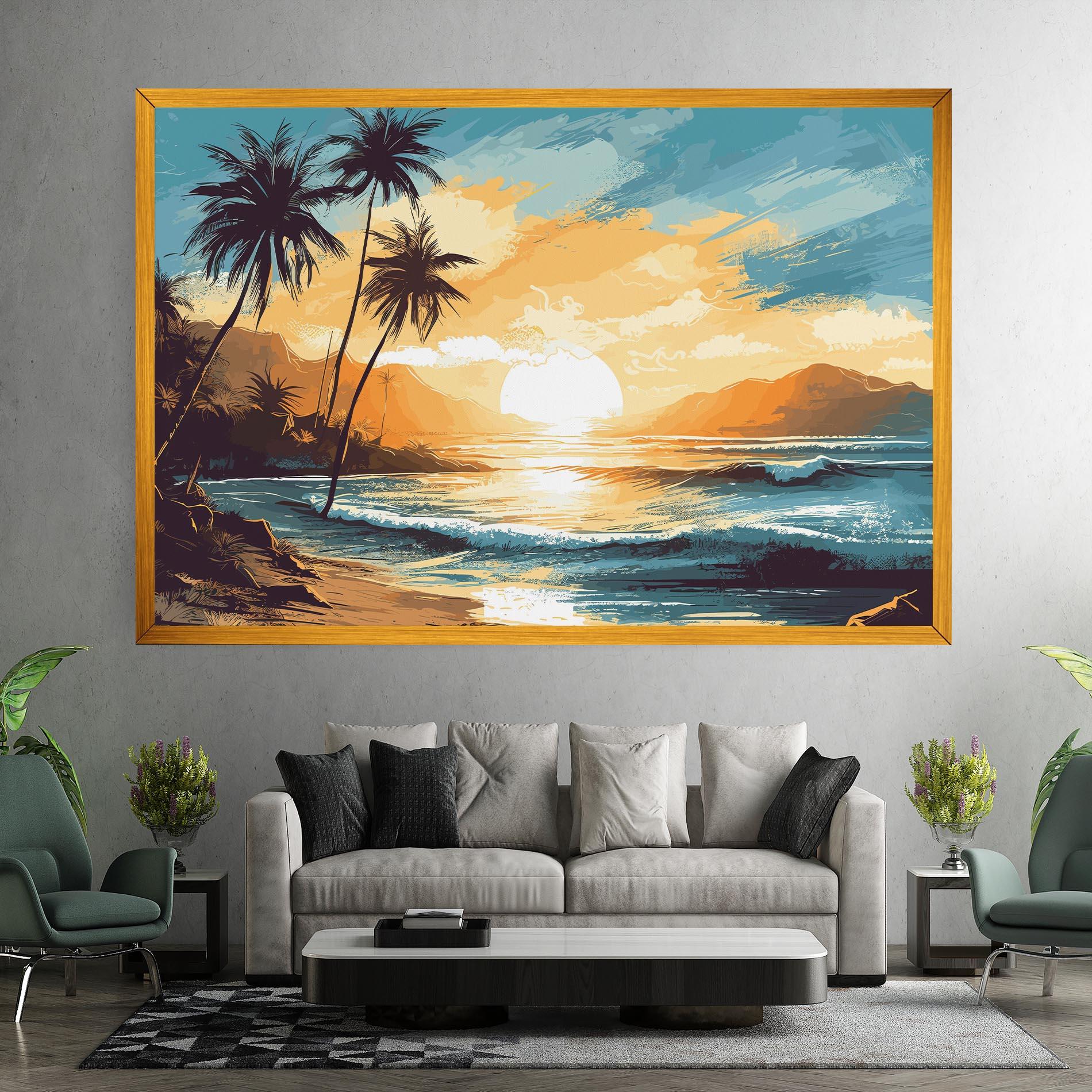 Leinwandbild Yellow Blue Sunrise mockup 7