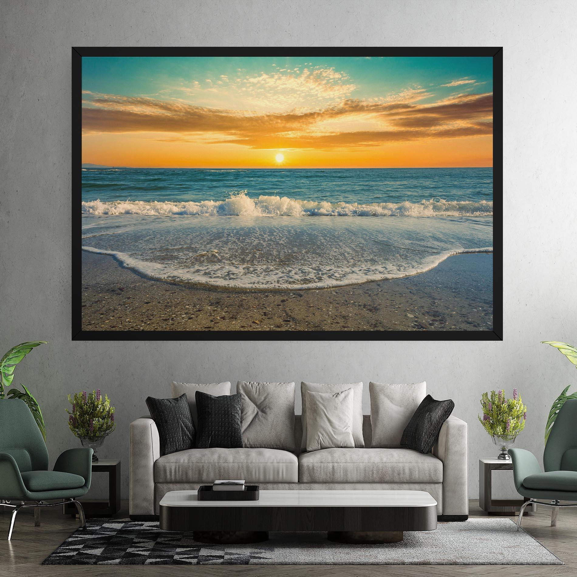 Leinwandbild Beach Dramatic Sunset mockup 7