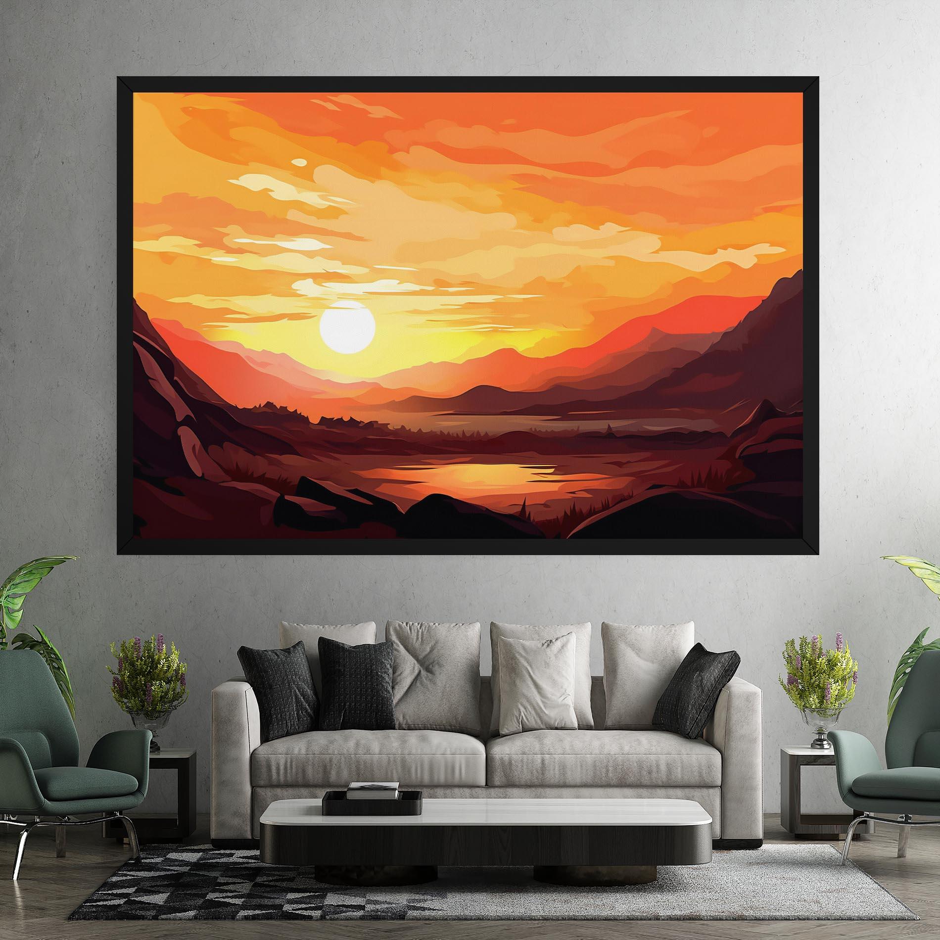 Leinwandbild Beautiful Sunset Illustration mockup 7
