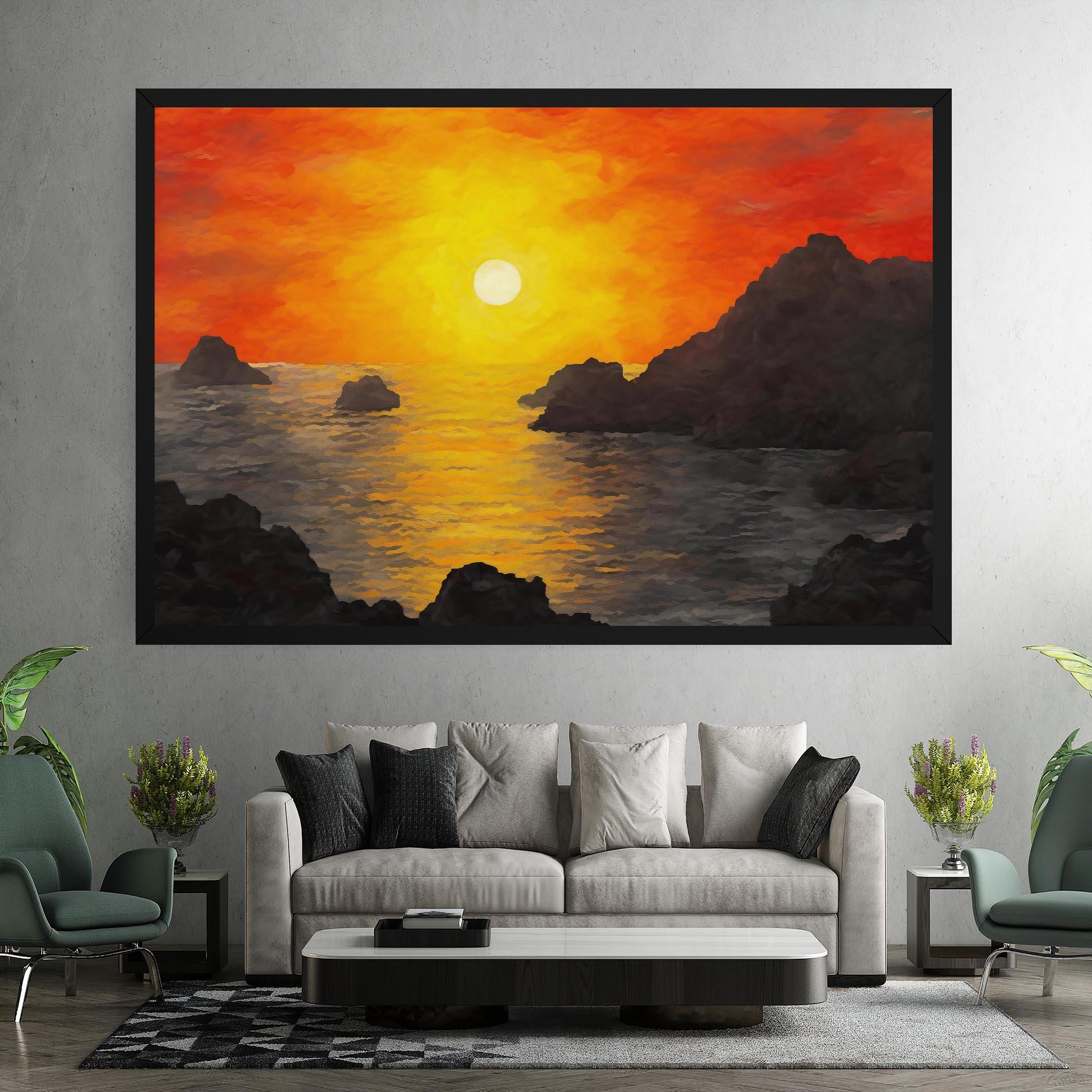 Leinwandbild Mountains Rocks Painting mockup 7