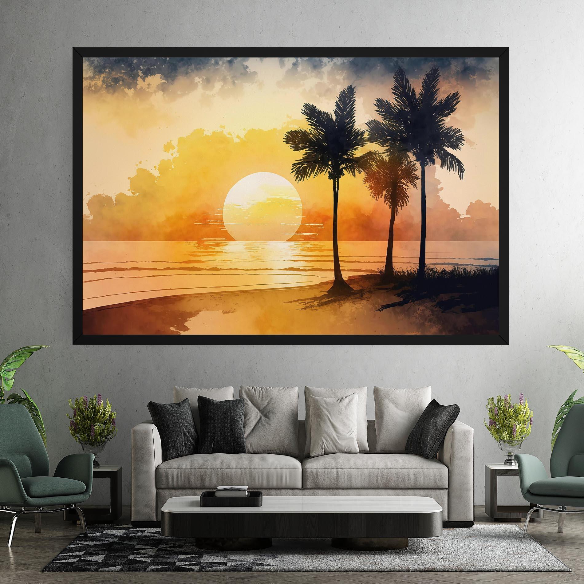 Leinwandbild Palm Trees Sunset mockup 7