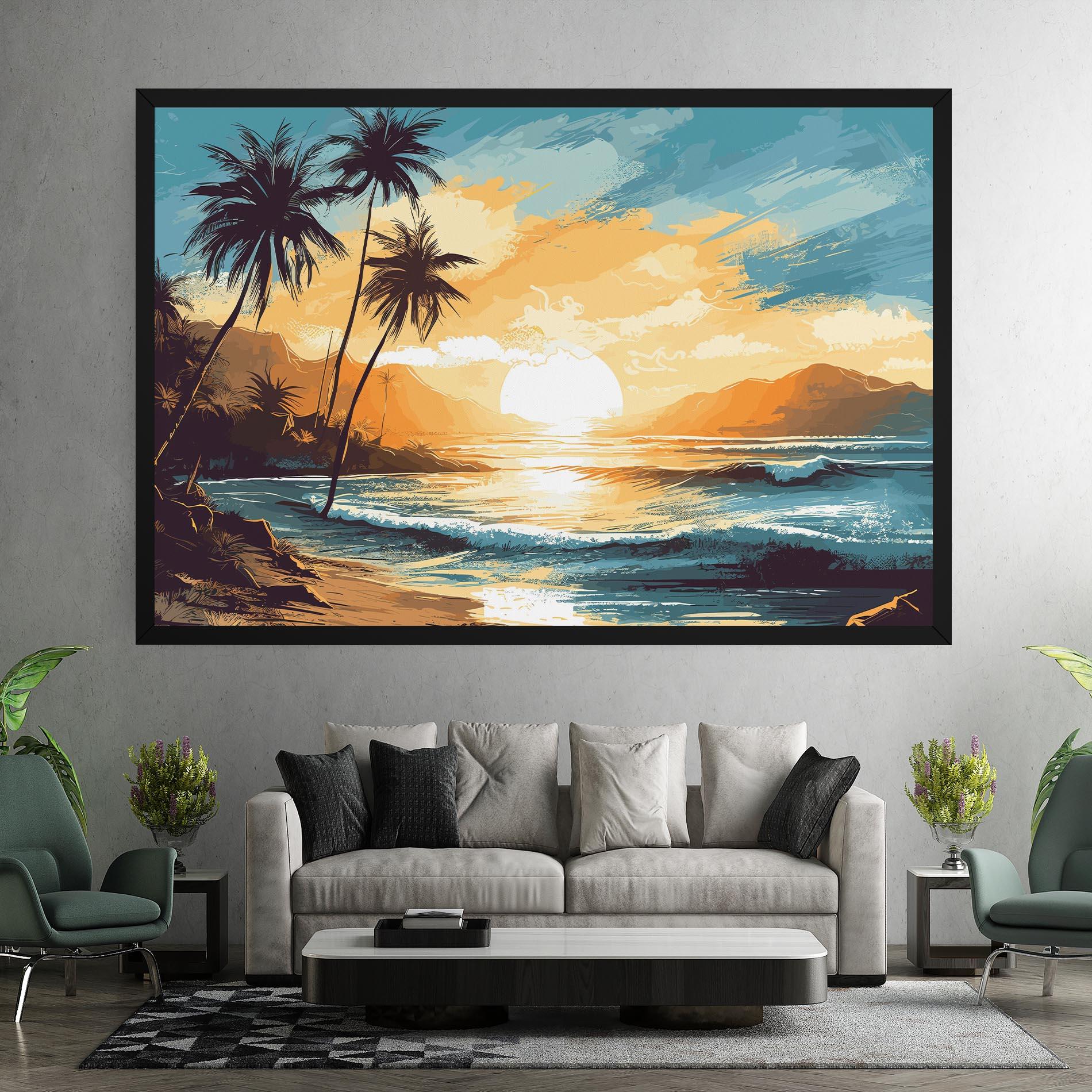 Leinwandbild Yellow Blue Sunrise mockup 7