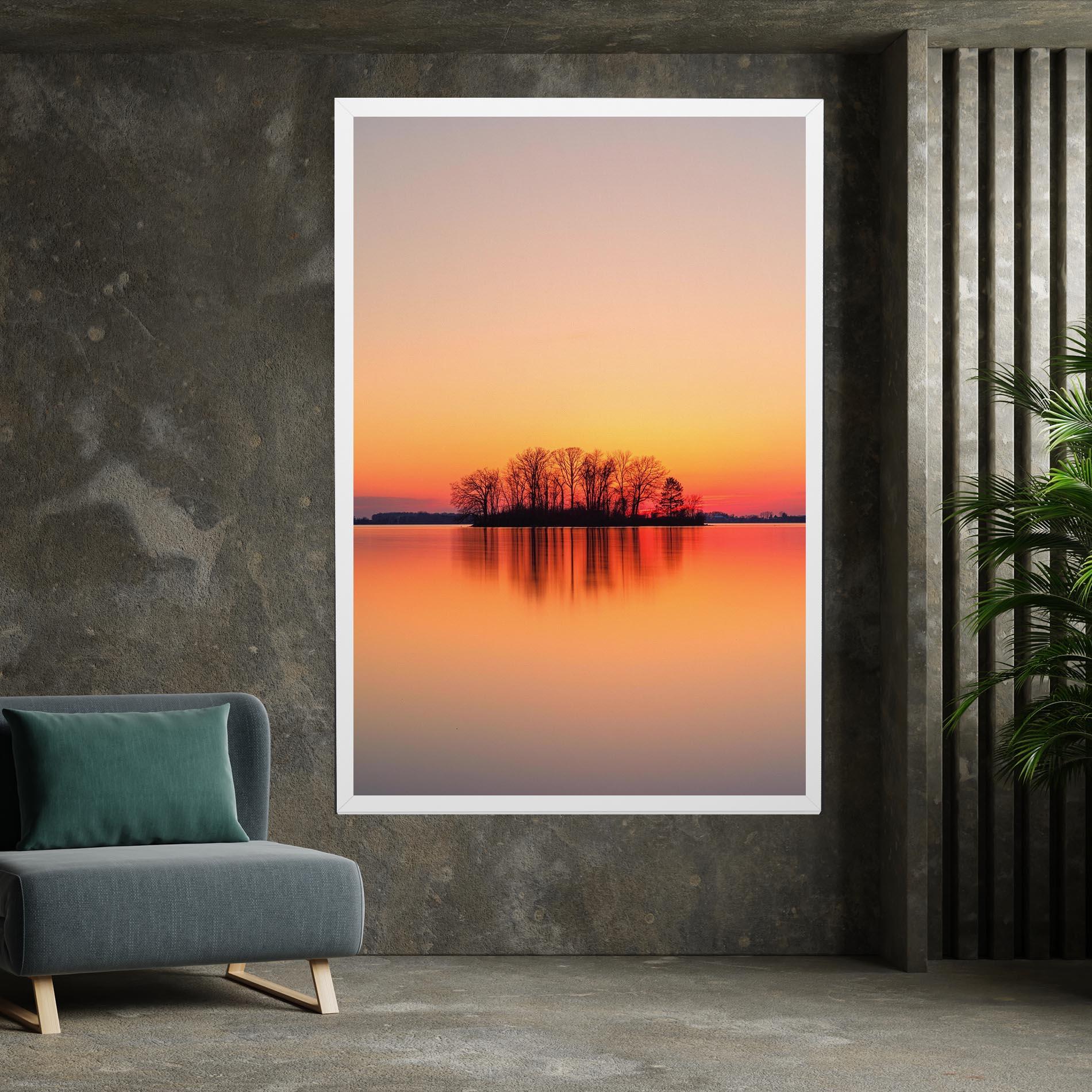 Leinwandbild Tree Sunset Lake mockup 7