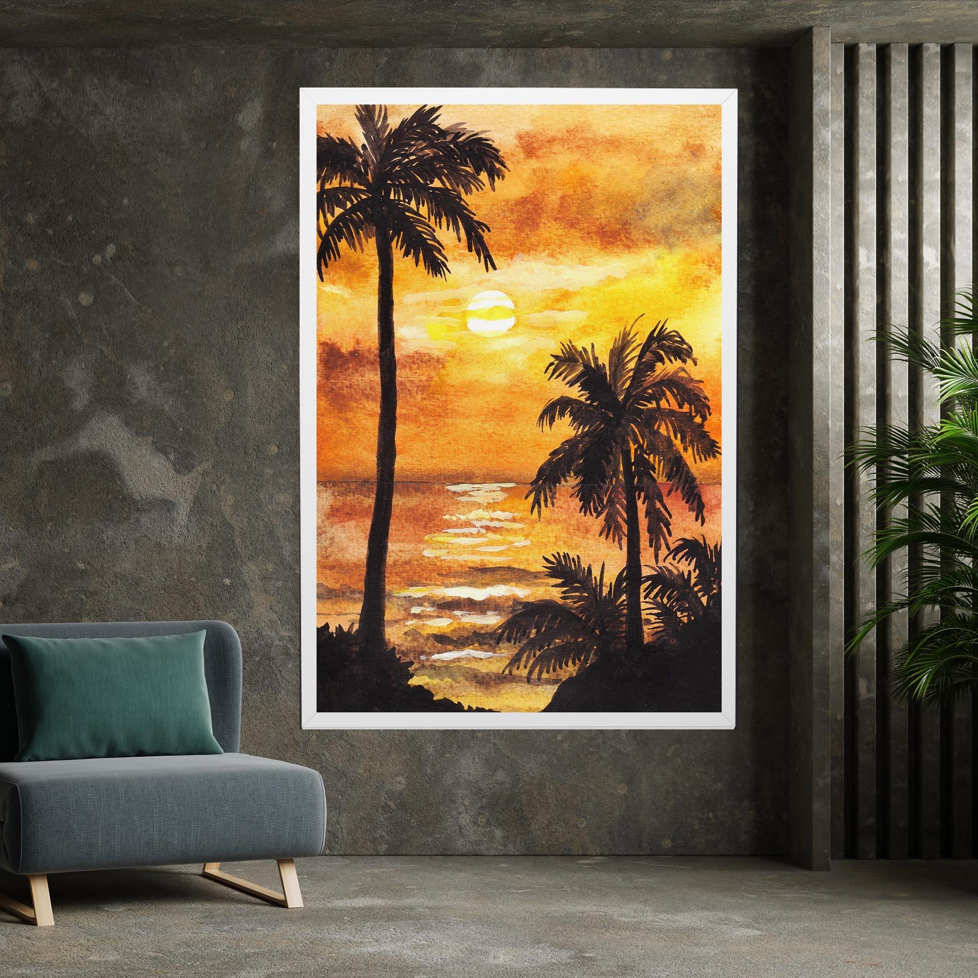 Leinwandbild Watercolor Painting Sunrise mockup 7
