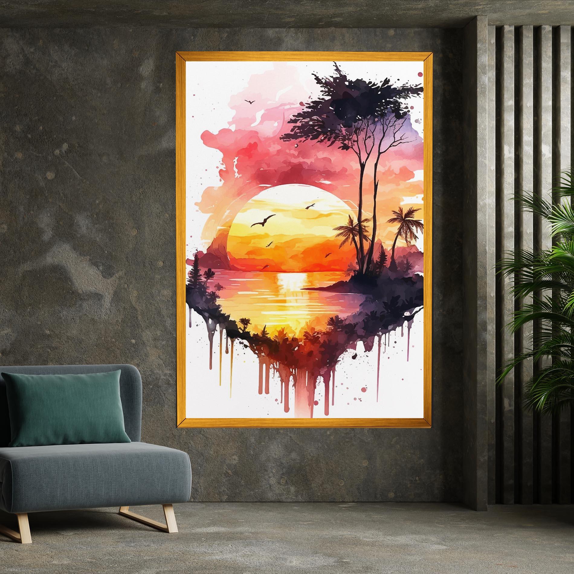 Leinwandbild Purple Sunset Art mockup 7