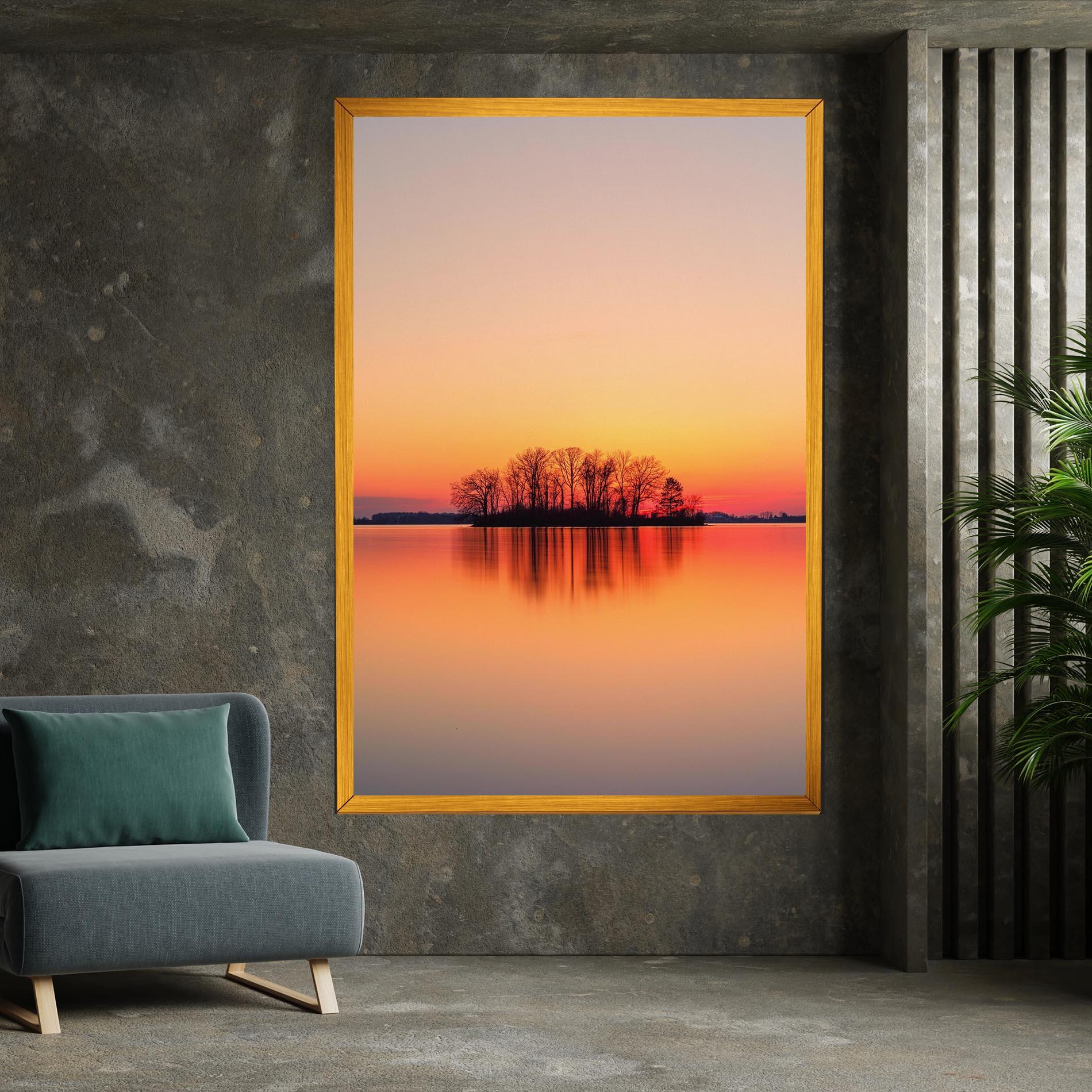 Leinwandbild Tree Sunset Lake mockup 7