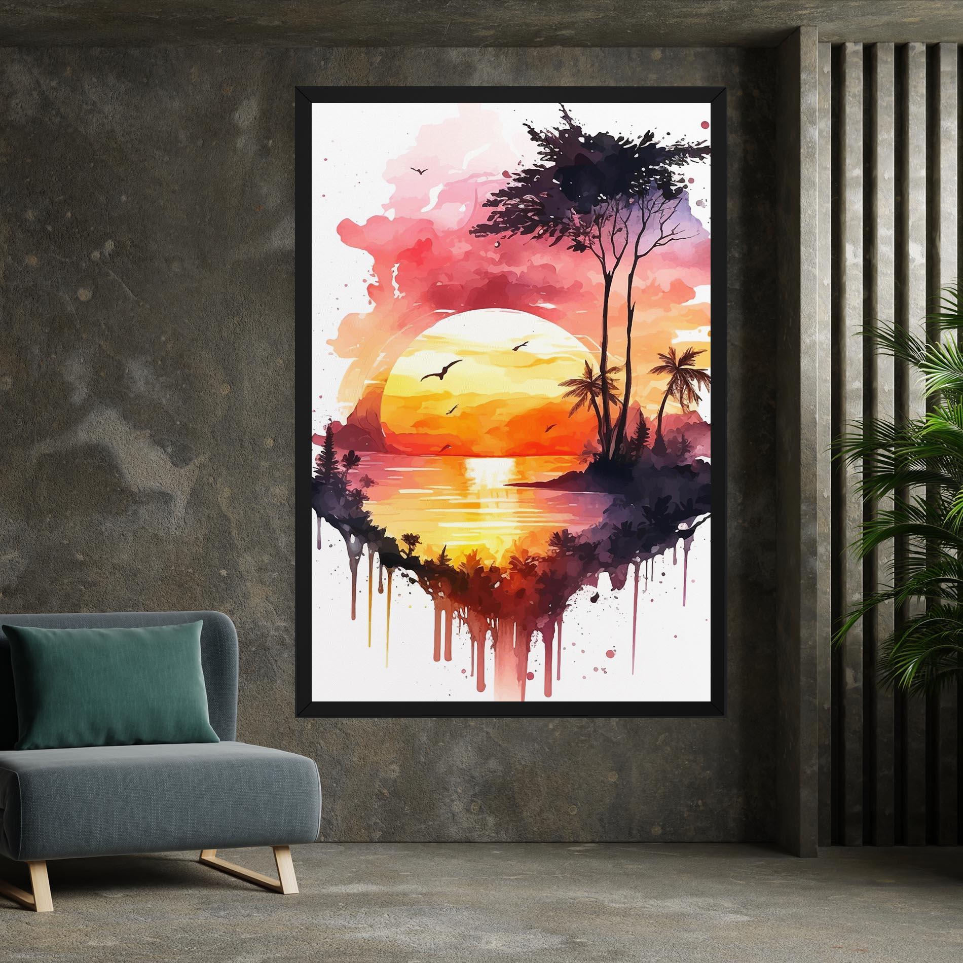 Leinwandbild Purple Sunset Art mockup 7