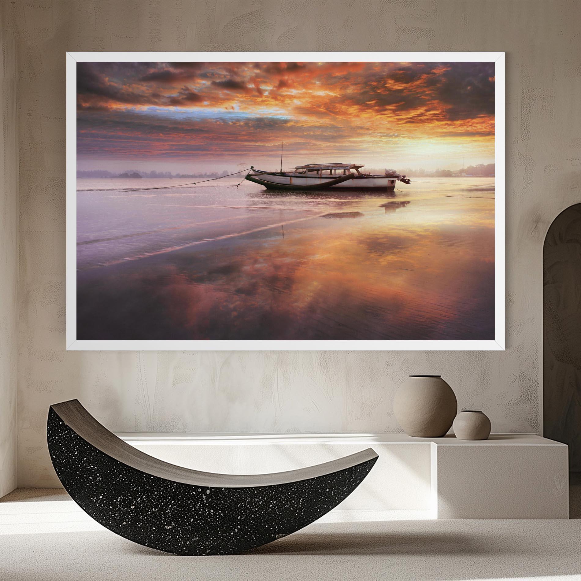 Leinwandbild Beauty Boat Sunrise mockup 8