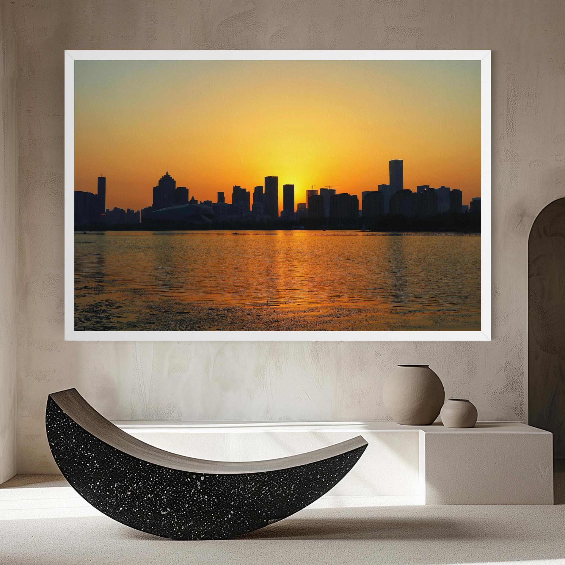 Leinwandbild City Building Sunset mockup 8
