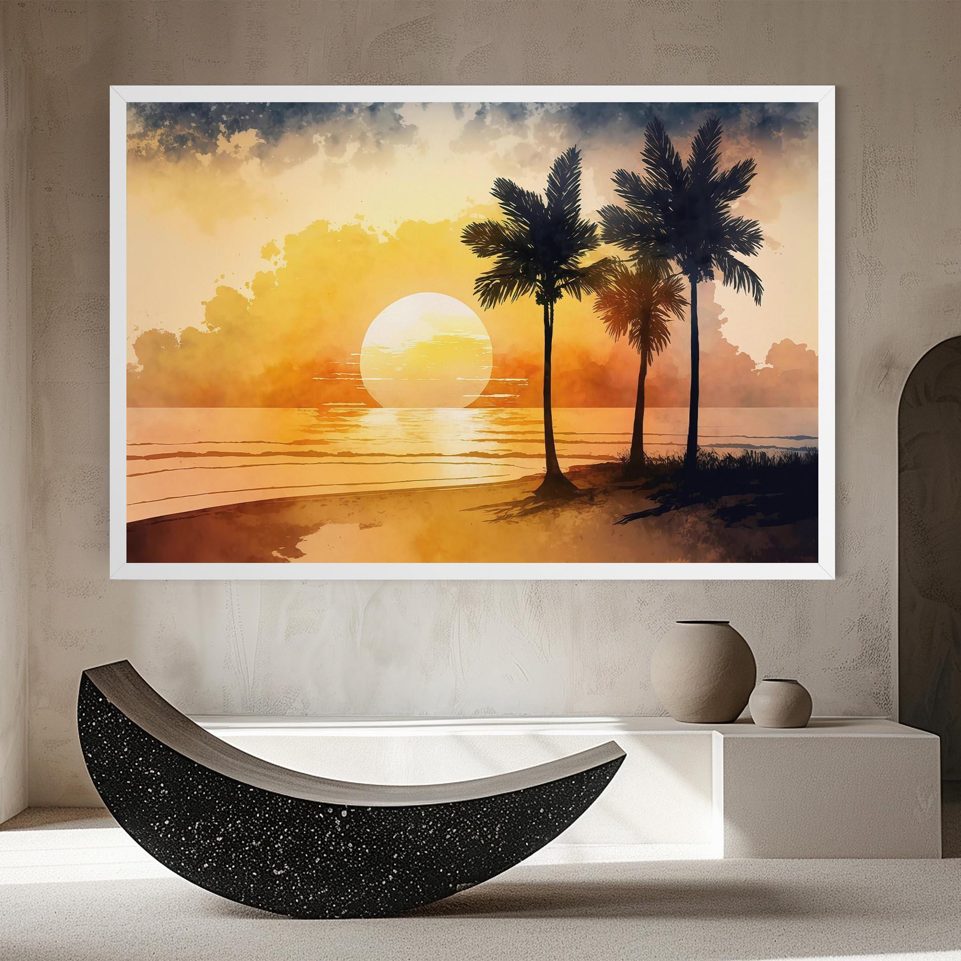 Leinwandbild Palm Trees Sunset mockup 8