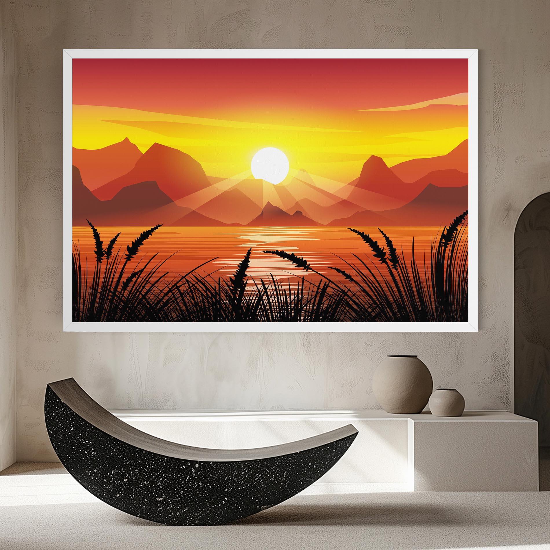 Leinwandbild Sunrise Grass Art mockup 8