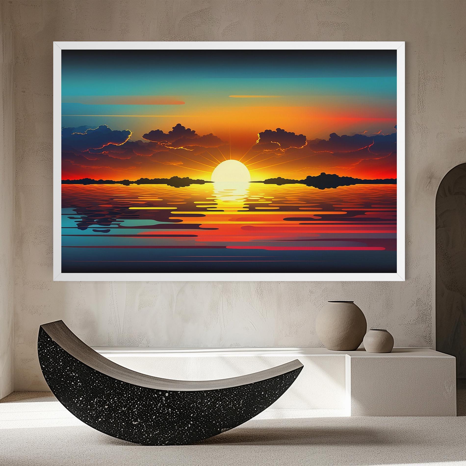 Leinwandbild Yellow Sunset Illustration mockup 8