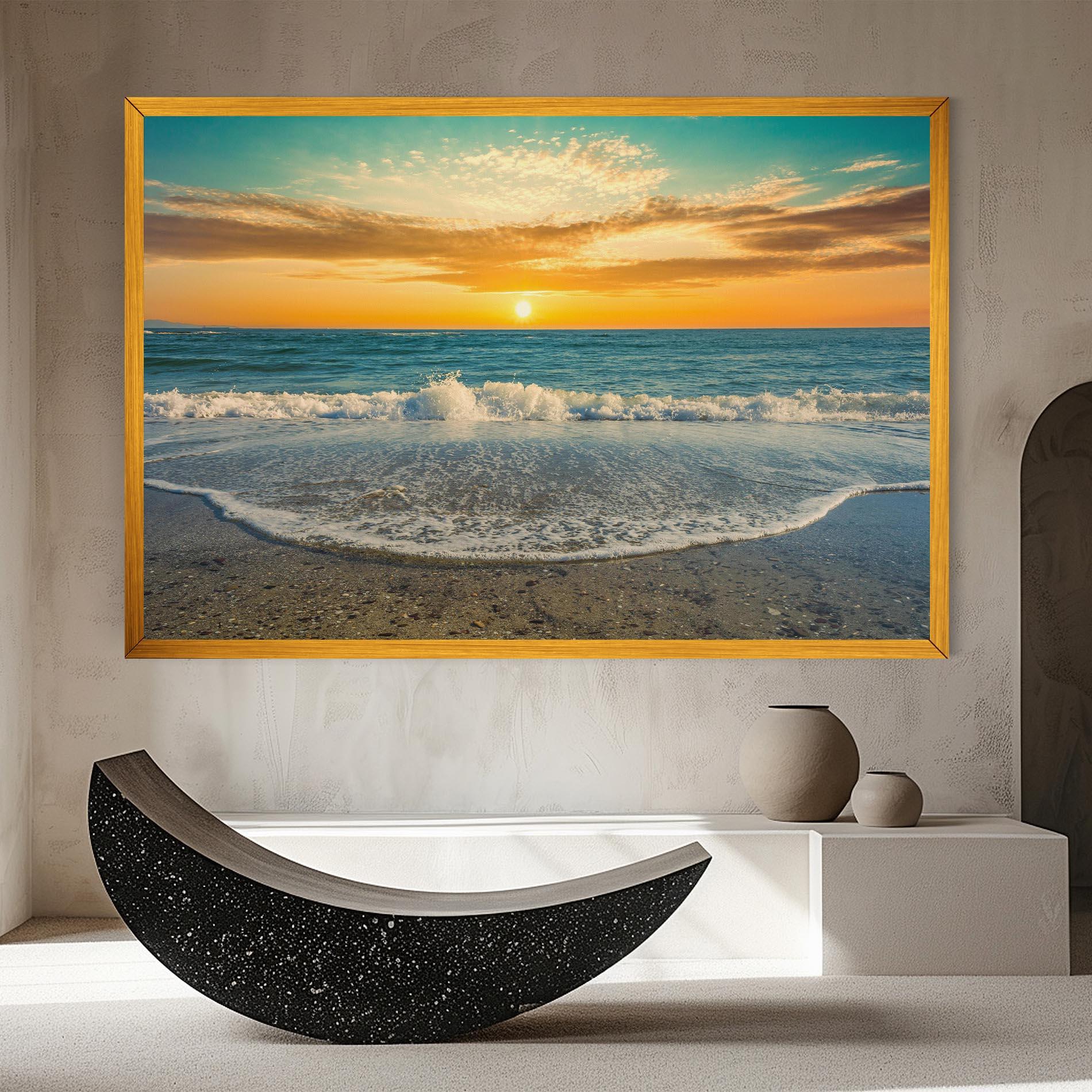 Leinwandbild Beach Dramatic Sunset mockup 8