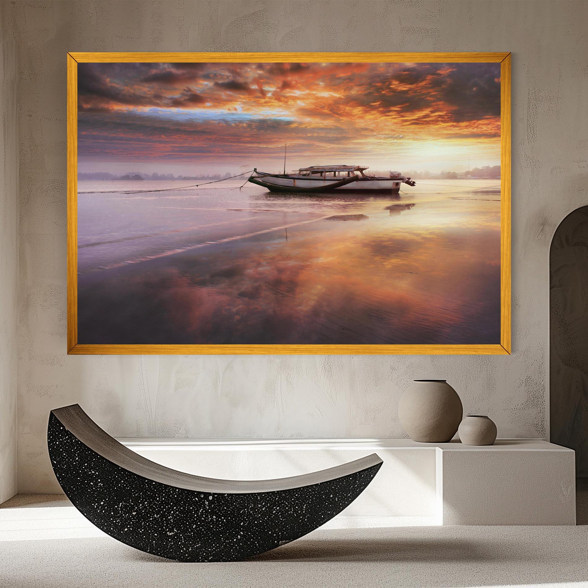 Leinwandbild Beauty Boat Sunrise mockup 8