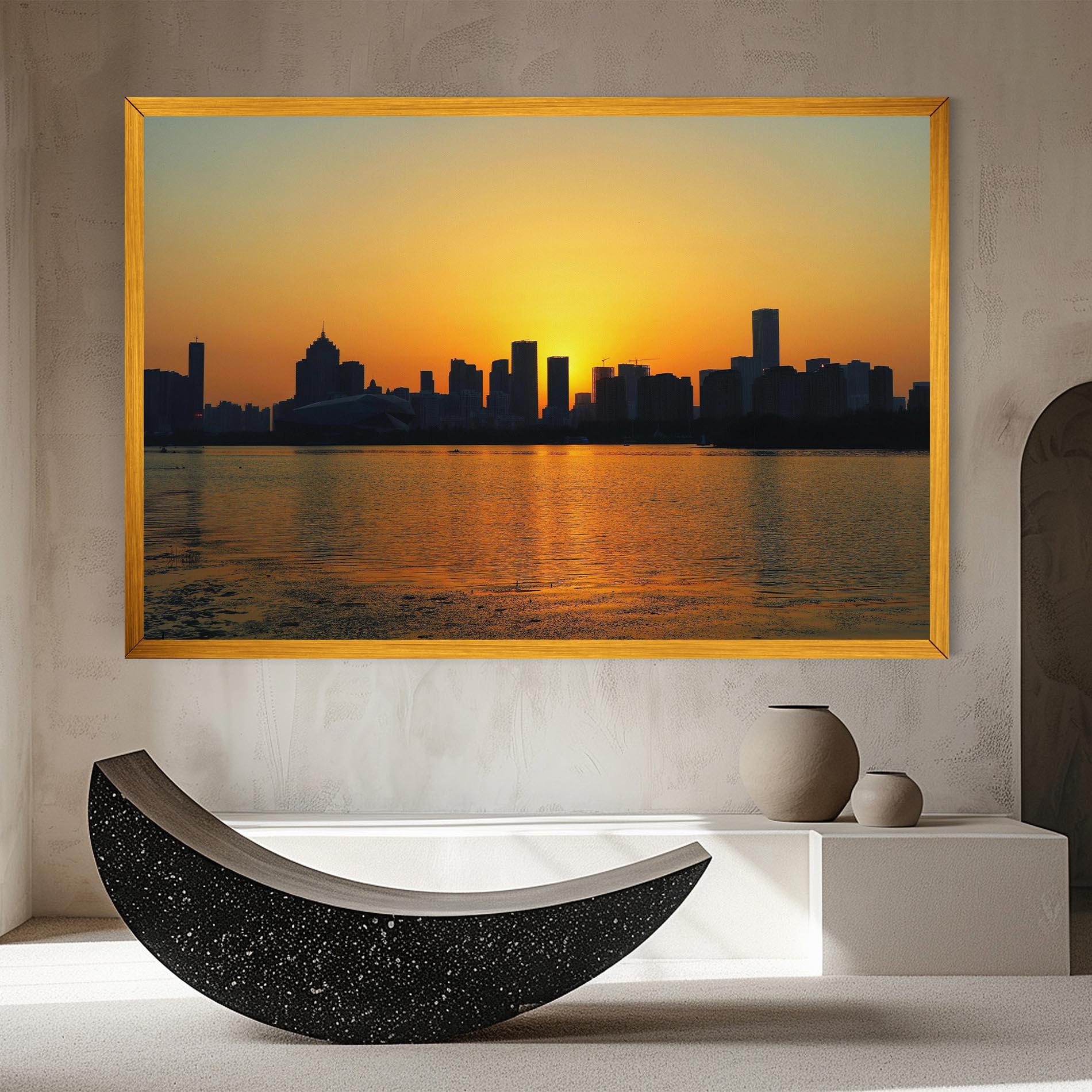 Leinwandbild City Building Sunset mockup 8