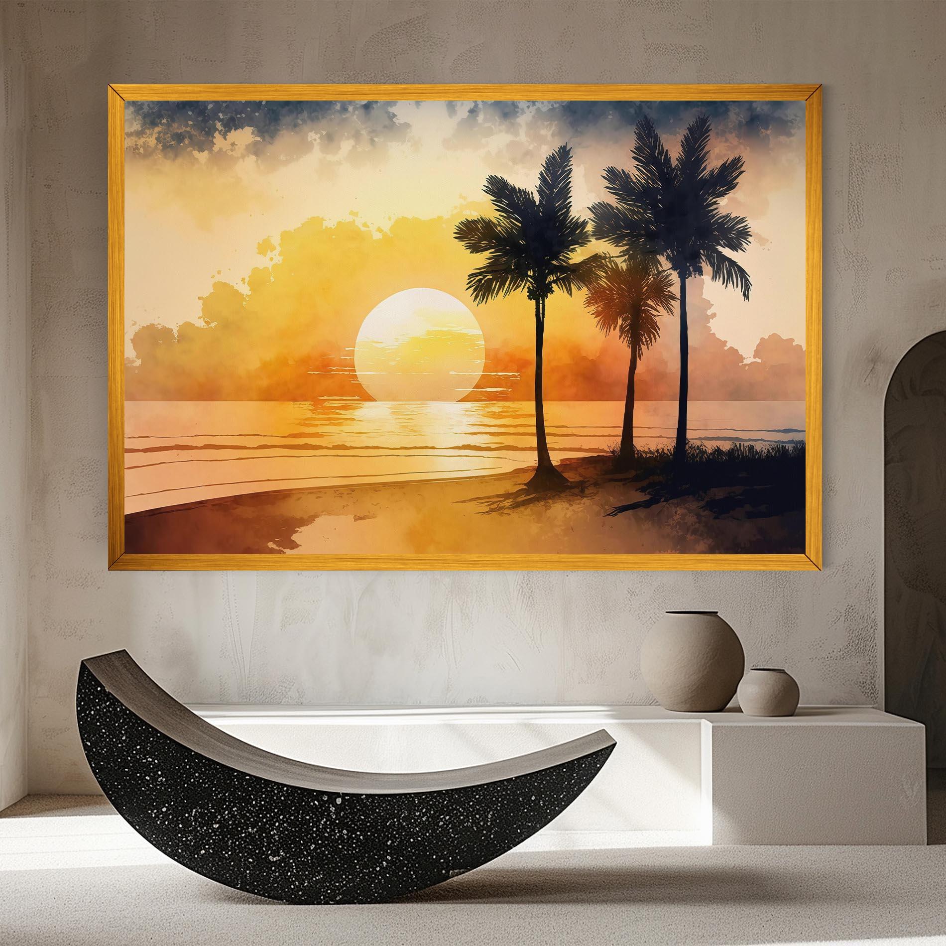 Leinwandbild Palm Trees Sunset mockup 8