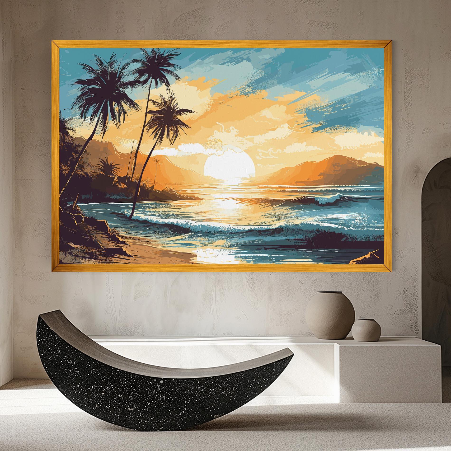 Leinwandbild Yellow Blue Sunrise mockup 8