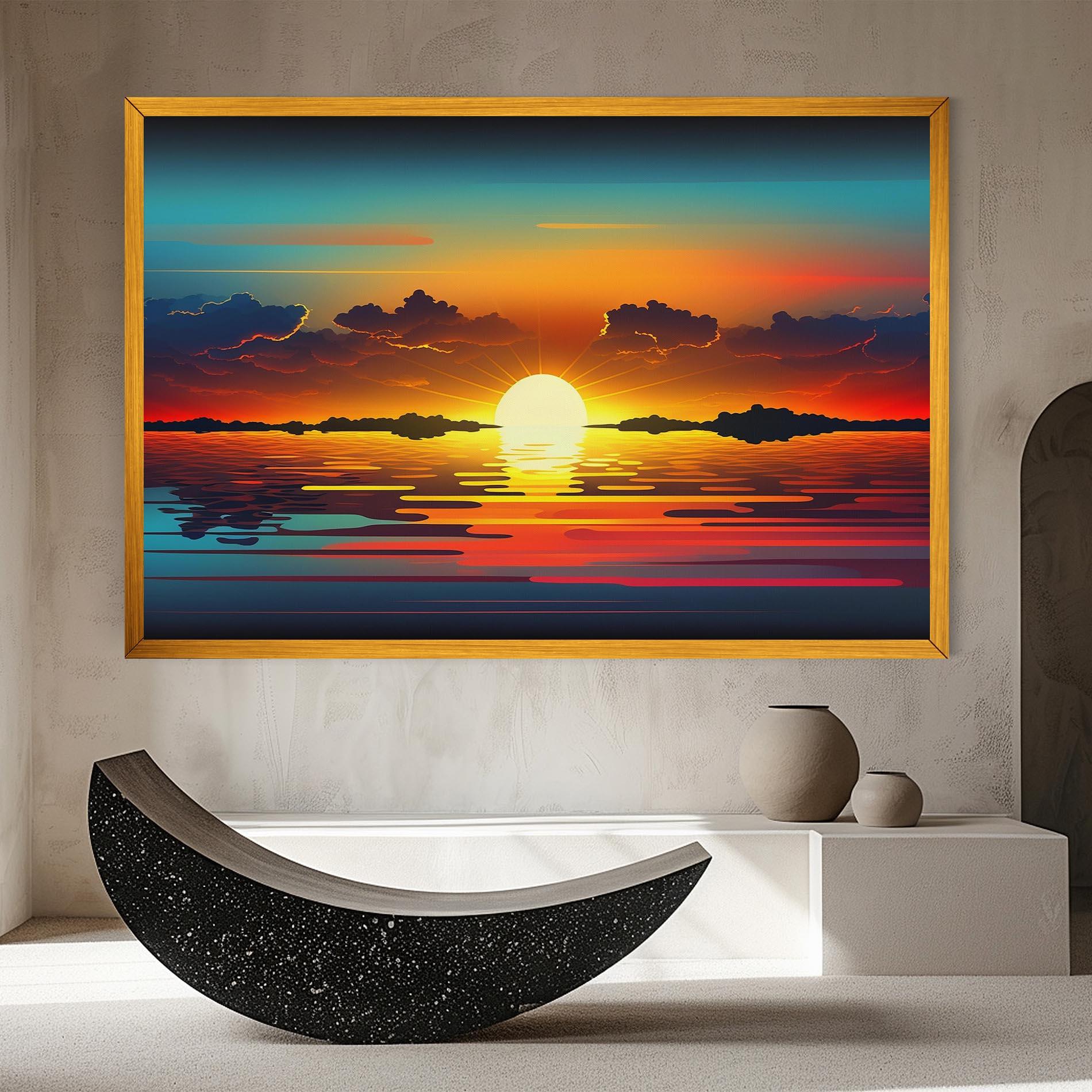 Leinwandbild Yellow Sunset Illustration mockup 8