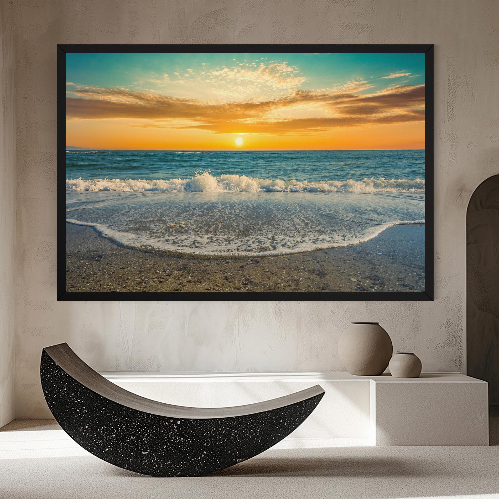 Leinwandbild Beach Dramatic Sunset mockup 8