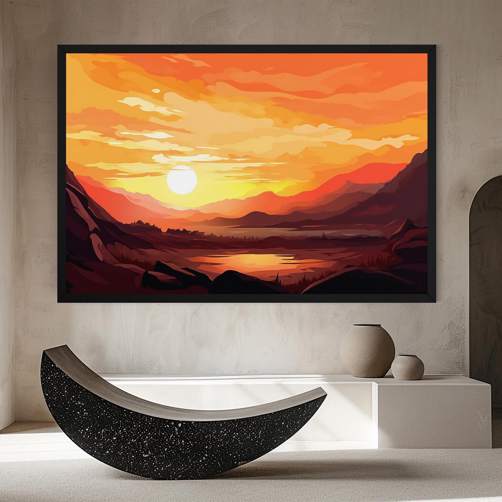 Leinwandbild Beautiful Sunset Illustration mockup 8