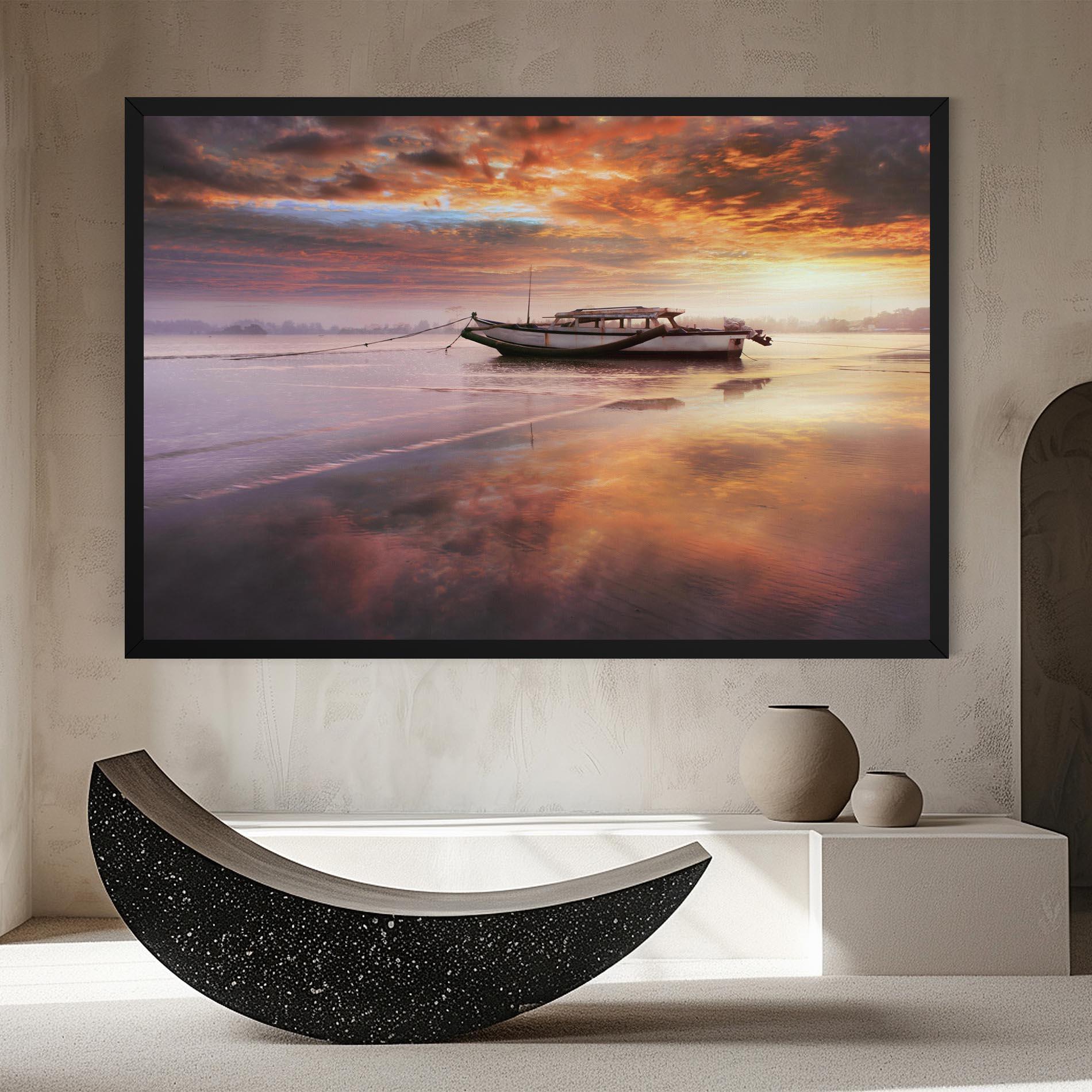 Leinwandbild Beauty Boat Sunrise mockup 8