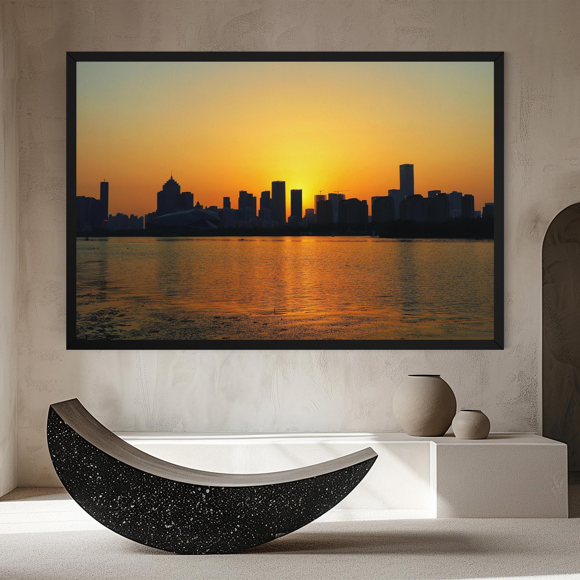 Leinwandbild City Building Sunset mockup 8