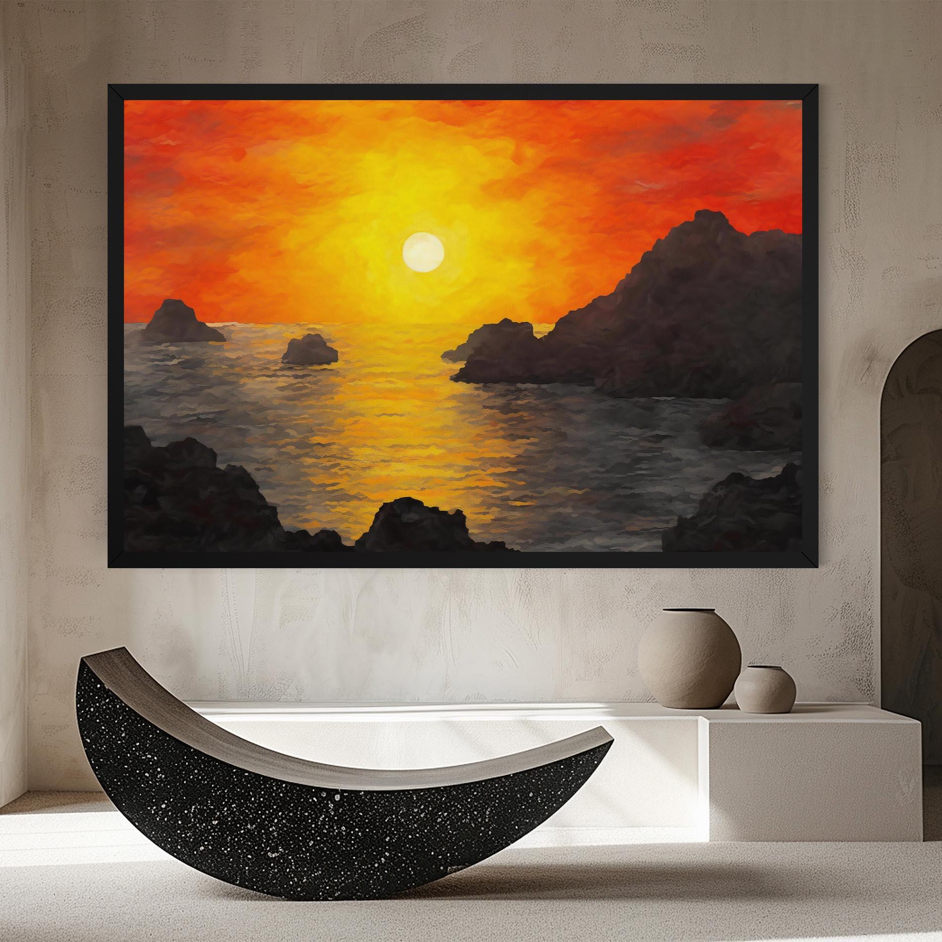 Leinwandbild Mountains Rocks Painting mockup 8
