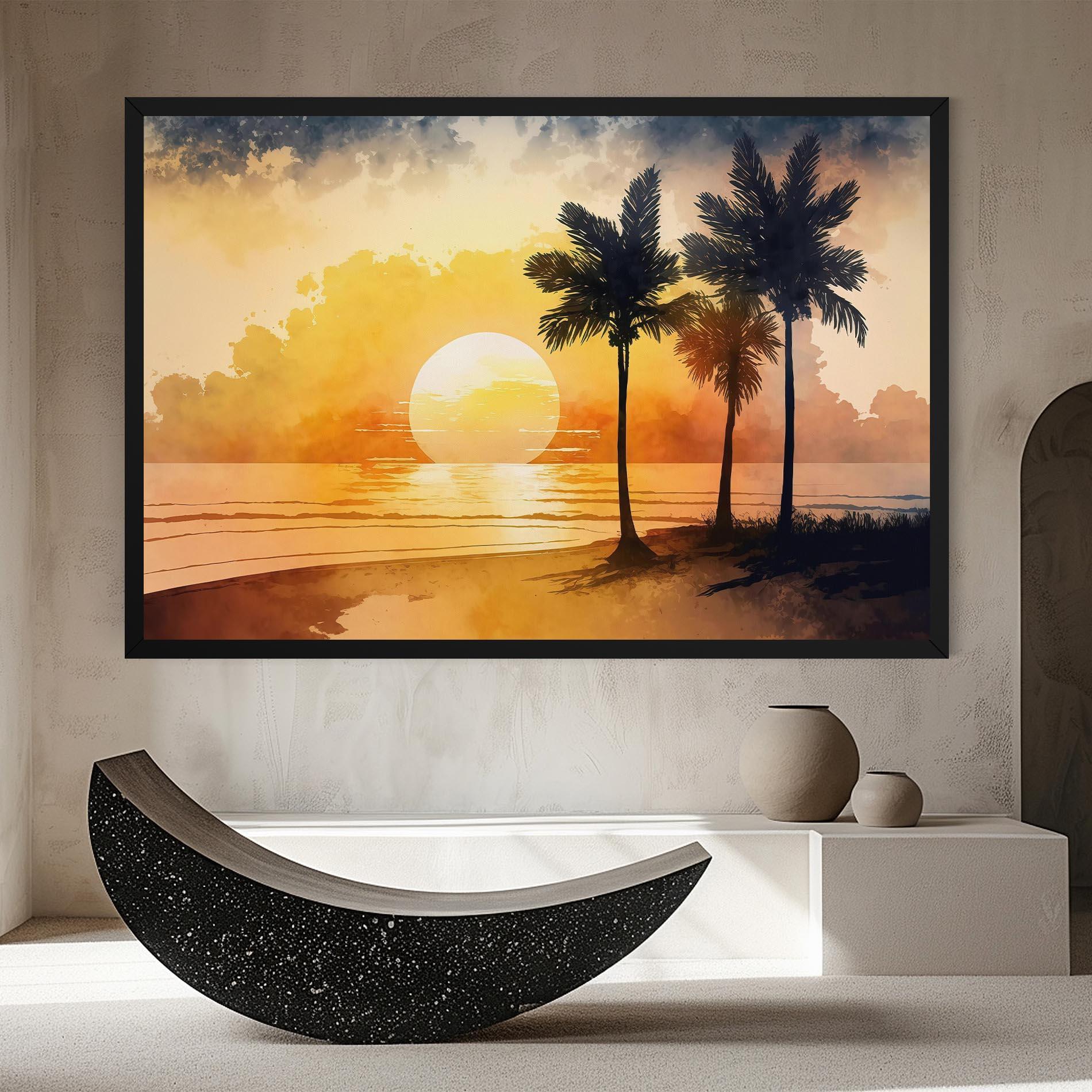Leinwandbild Palm Trees Sunset mockup 8