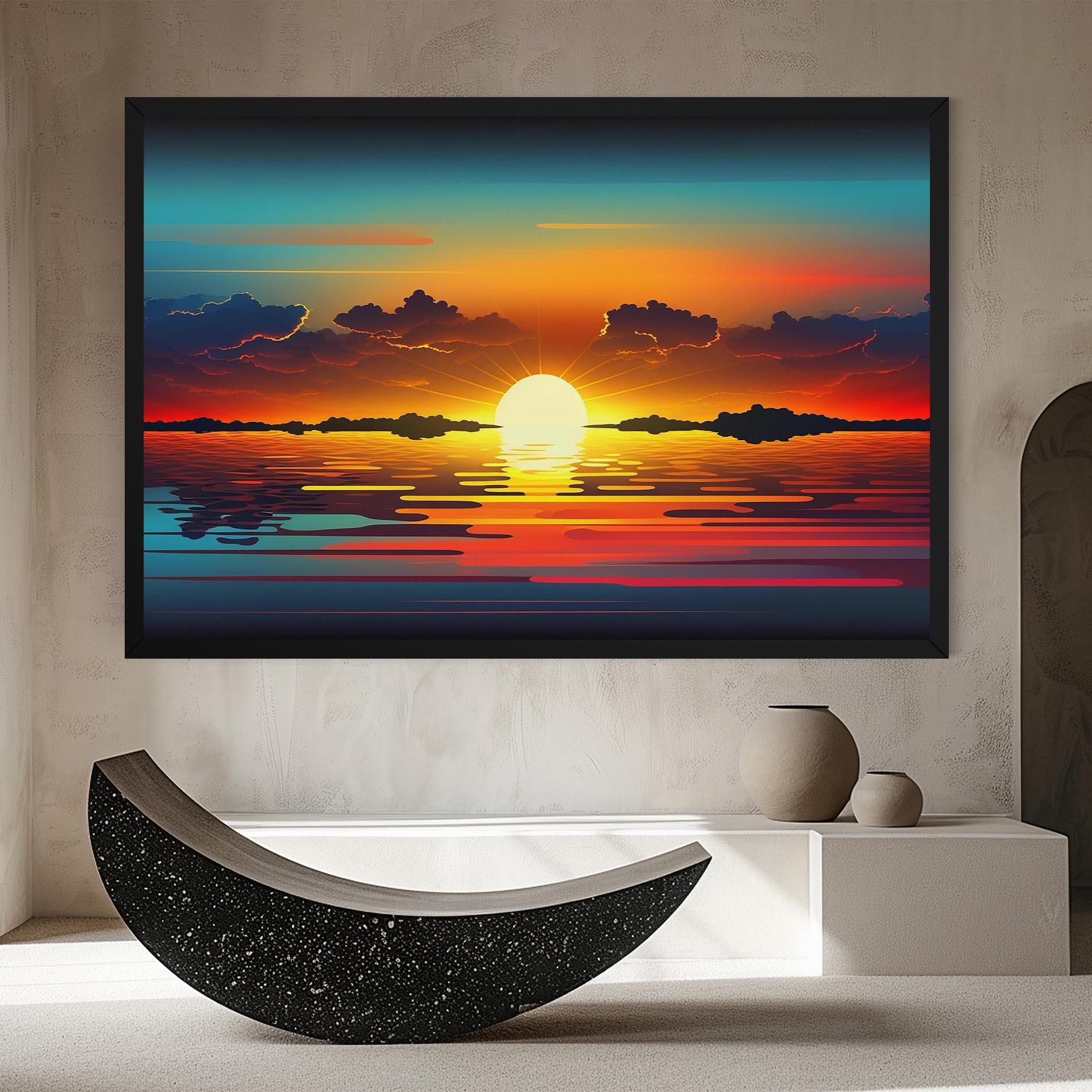 Leinwandbild Yellow Sunset Illustration mockup 8