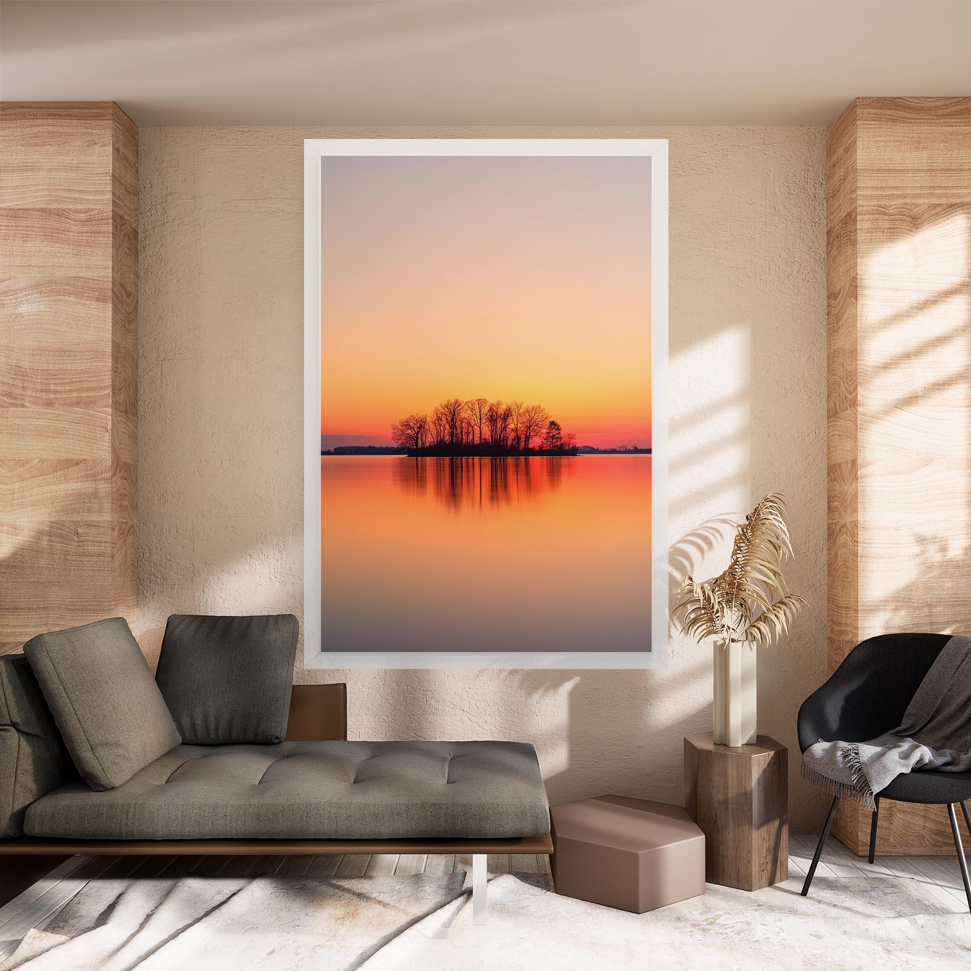 Leinwandbild Tree Sunset Lake mockup 8