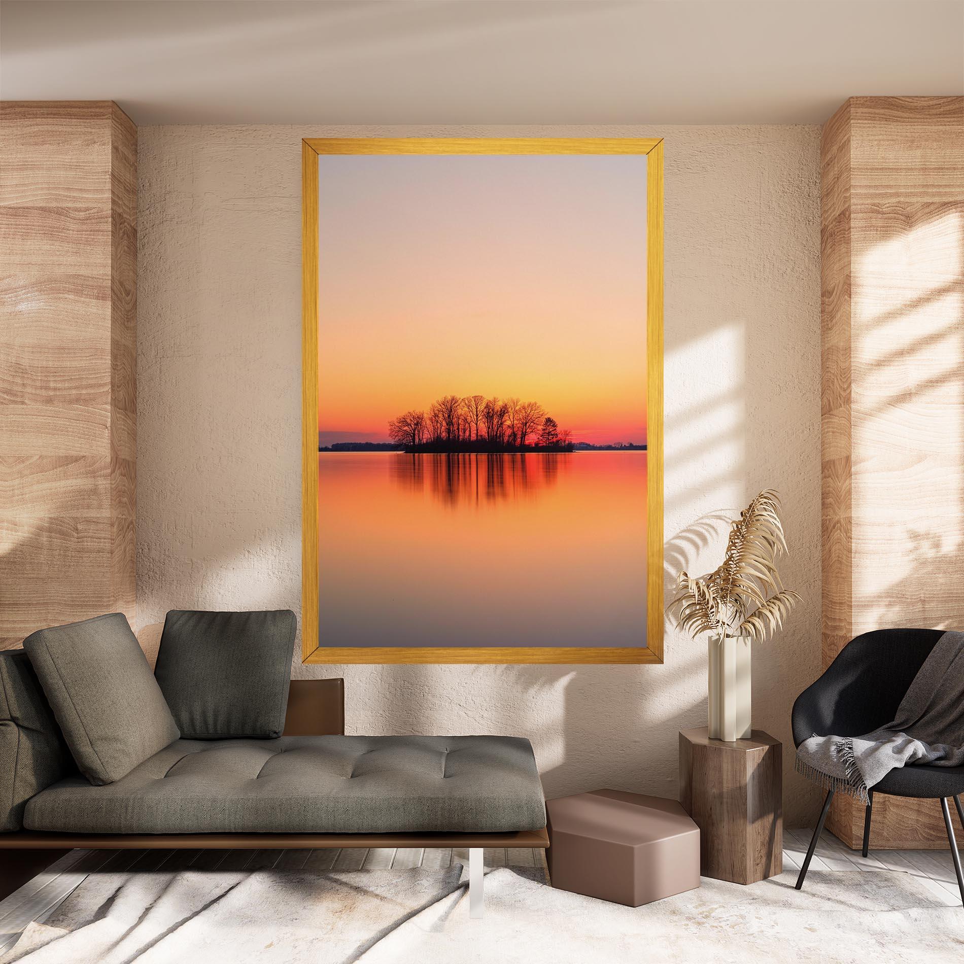 Leinwandbild Tree Sunset Lake mockup 8