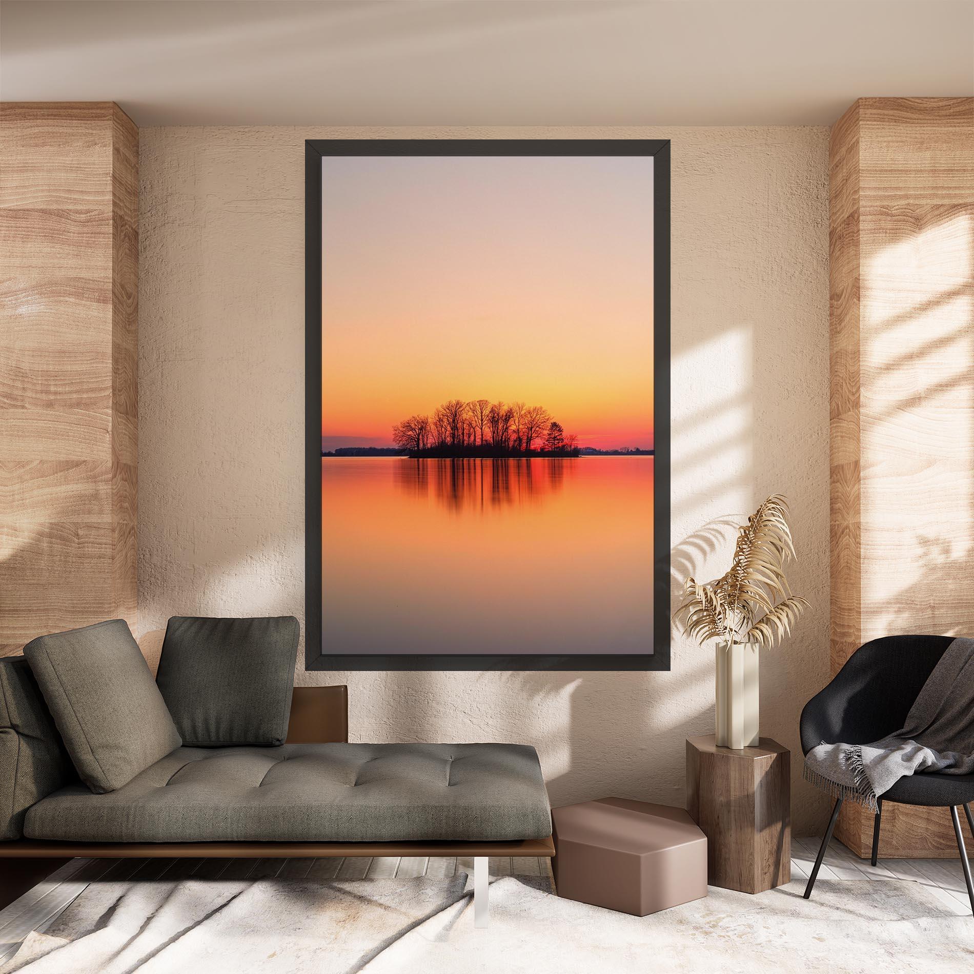 Leinwandbild Tree Sunset Lake mockup 8