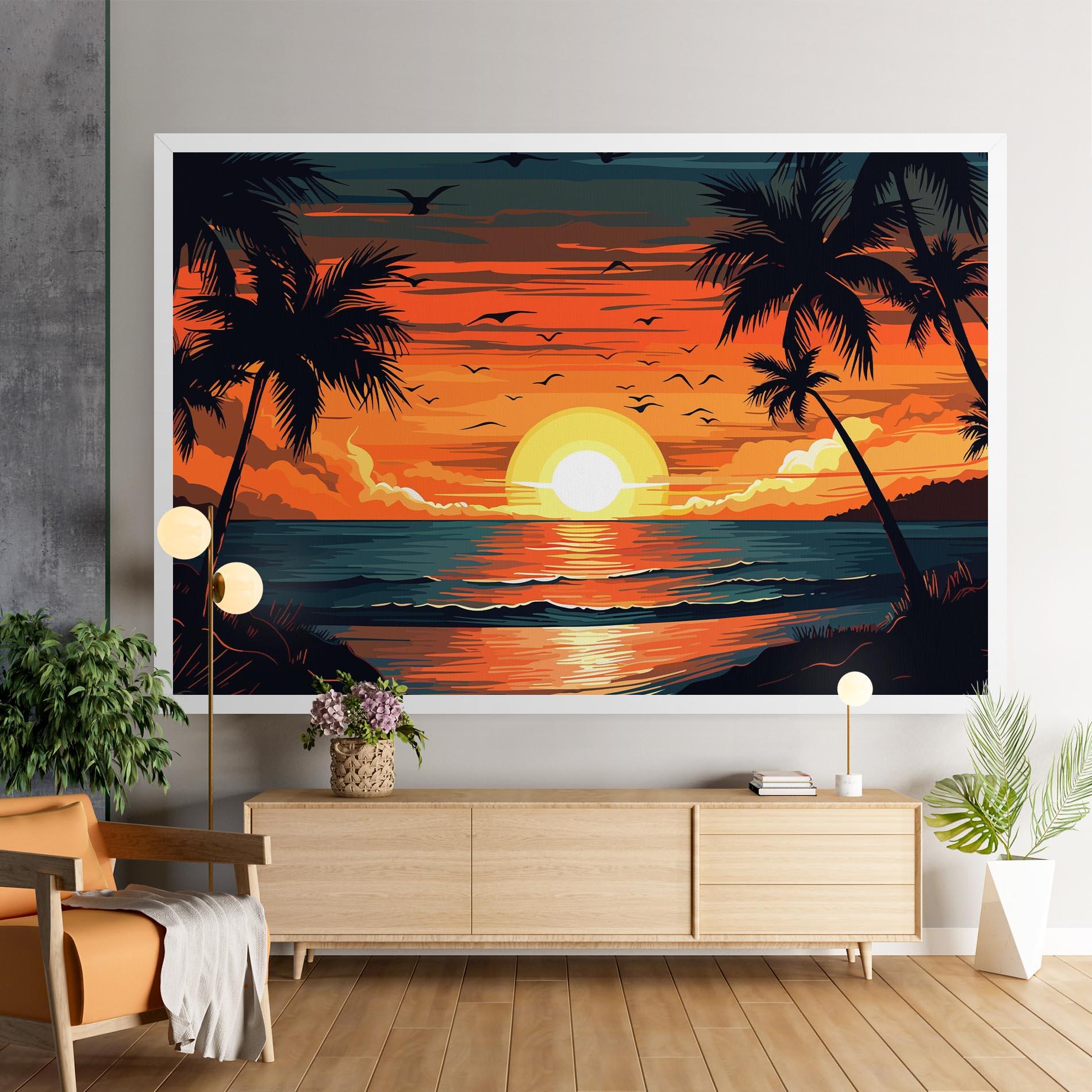 Leinwandbild Amazing Sunset View mockup 9