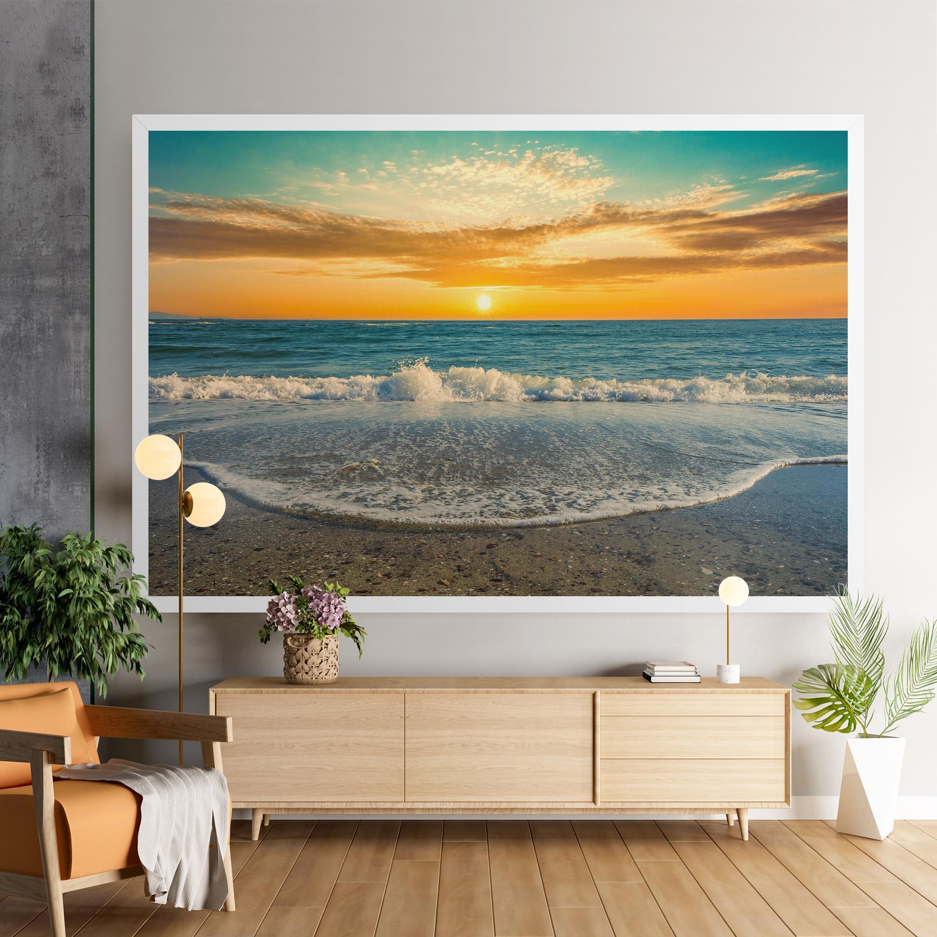 Leinwandbild Beach Dramatic Sunset mockup 9