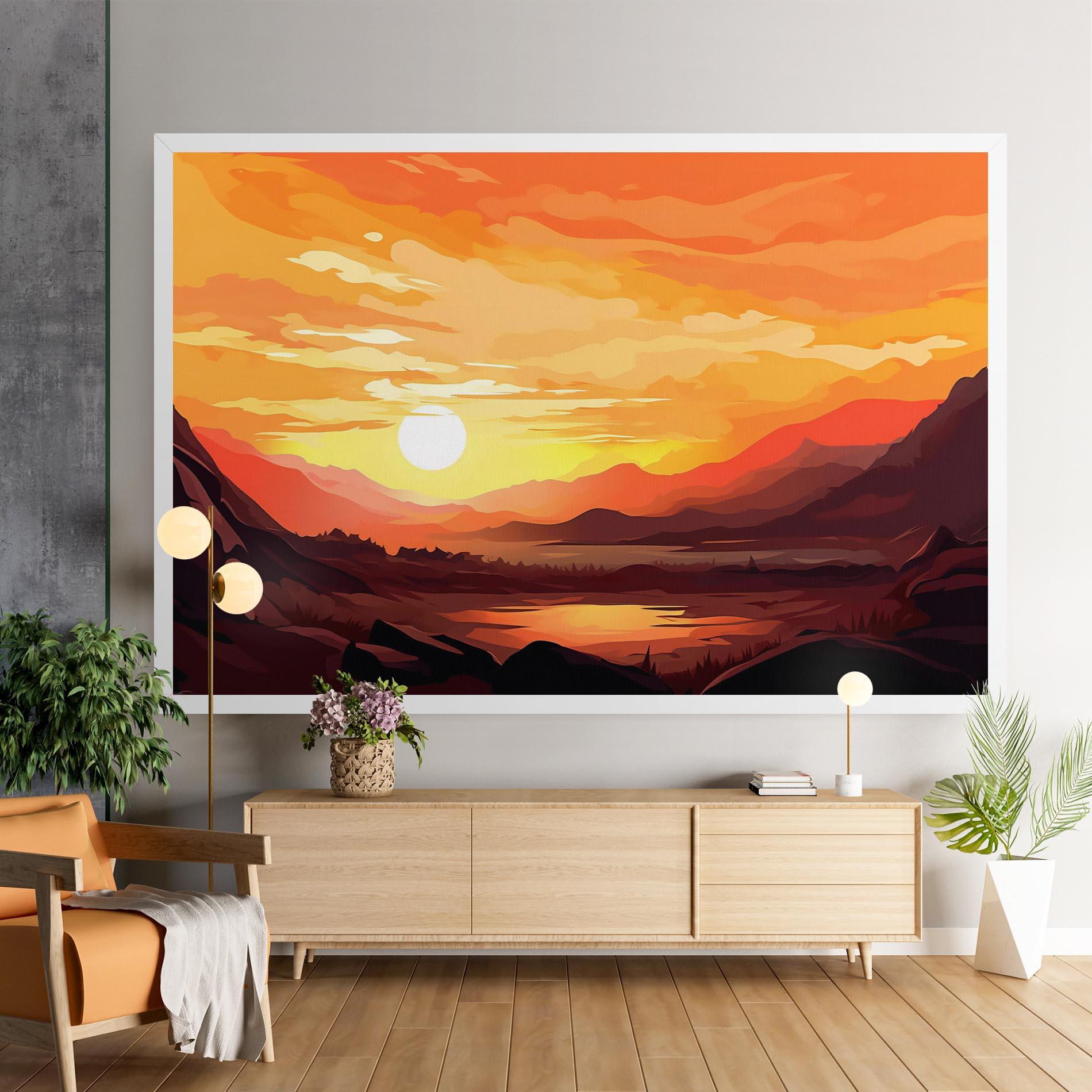 Leinwandbild Beautiful Sunset Illustration mockup 9