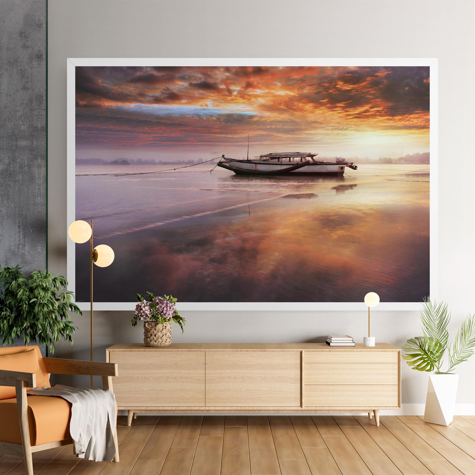 Leinwandbild Beauty Boat Sunrise mockup 9