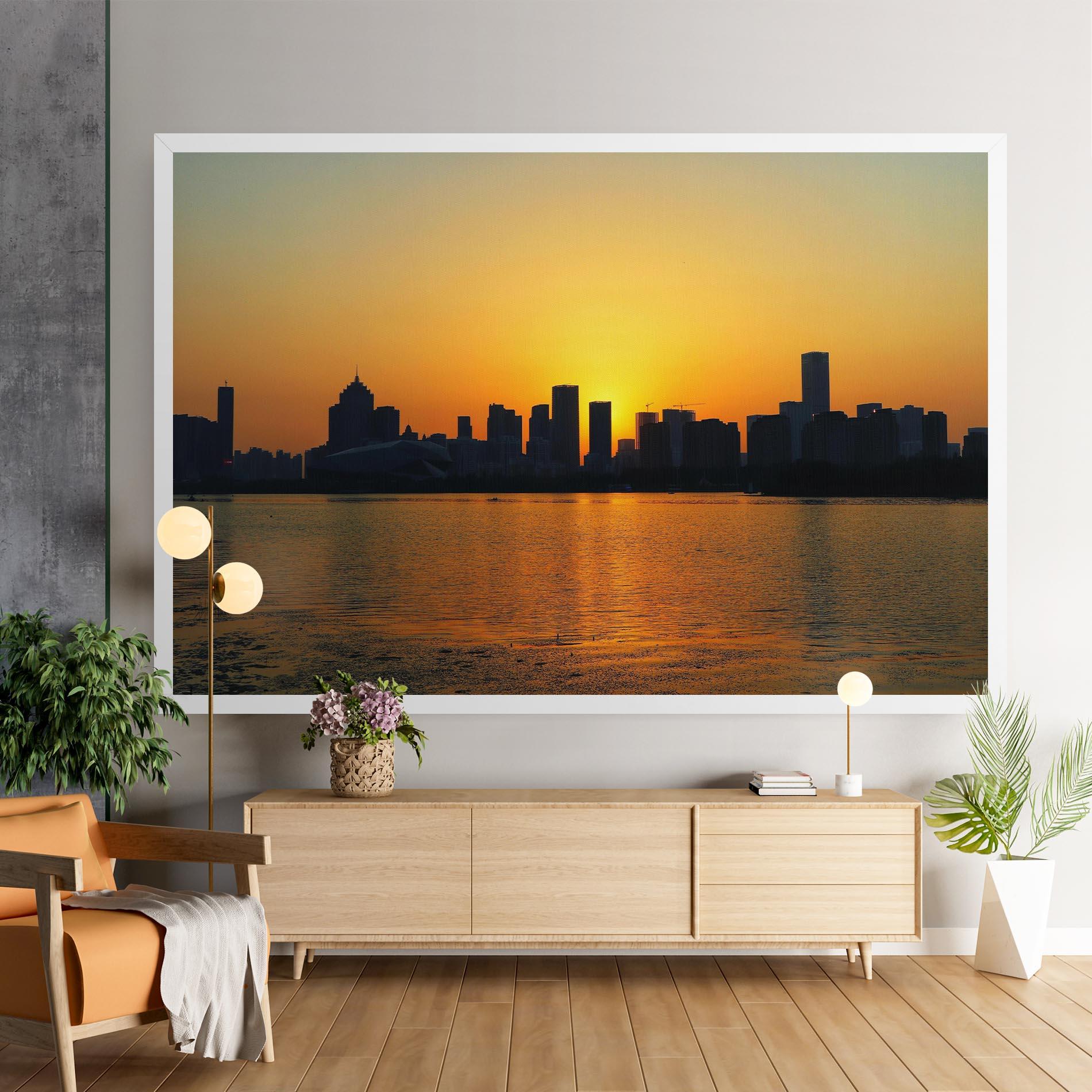 Leinwandbild City Building Sunset mockup 9