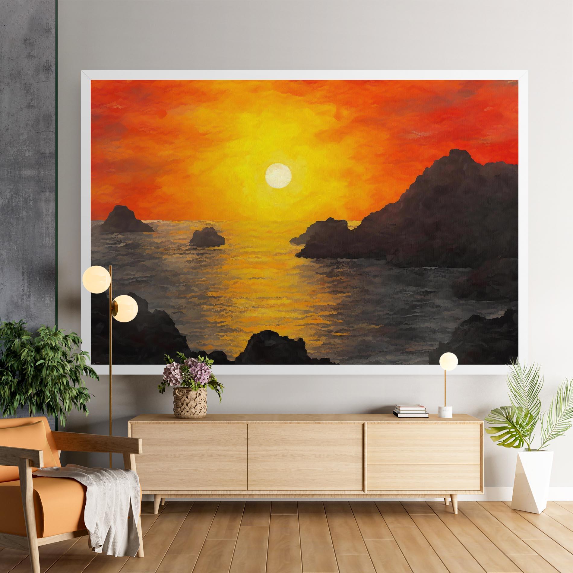 Leinwandbild Mountains Rocks Painting mockup 9
