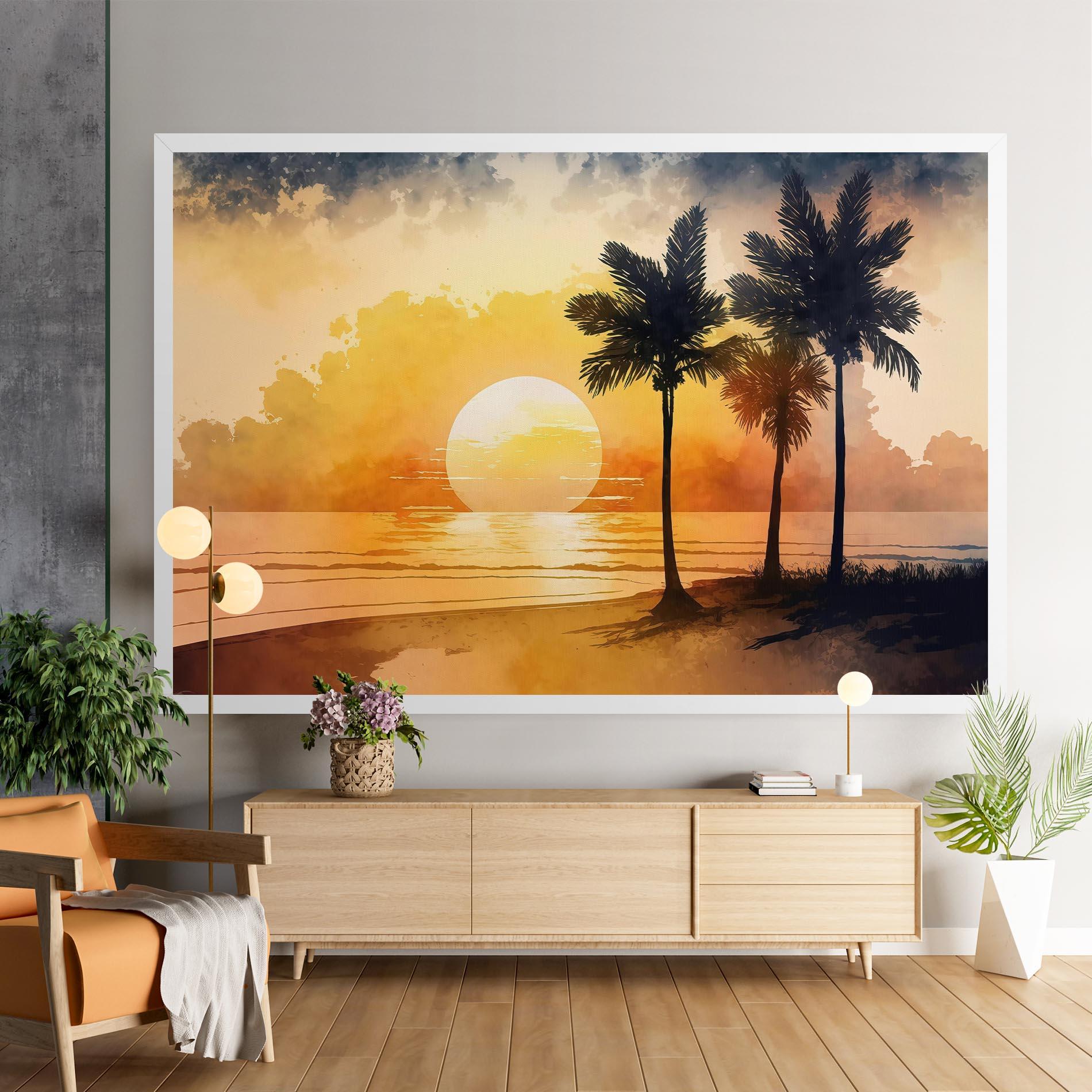 Leinwandbild Palm Trees Sunset mockup 9
