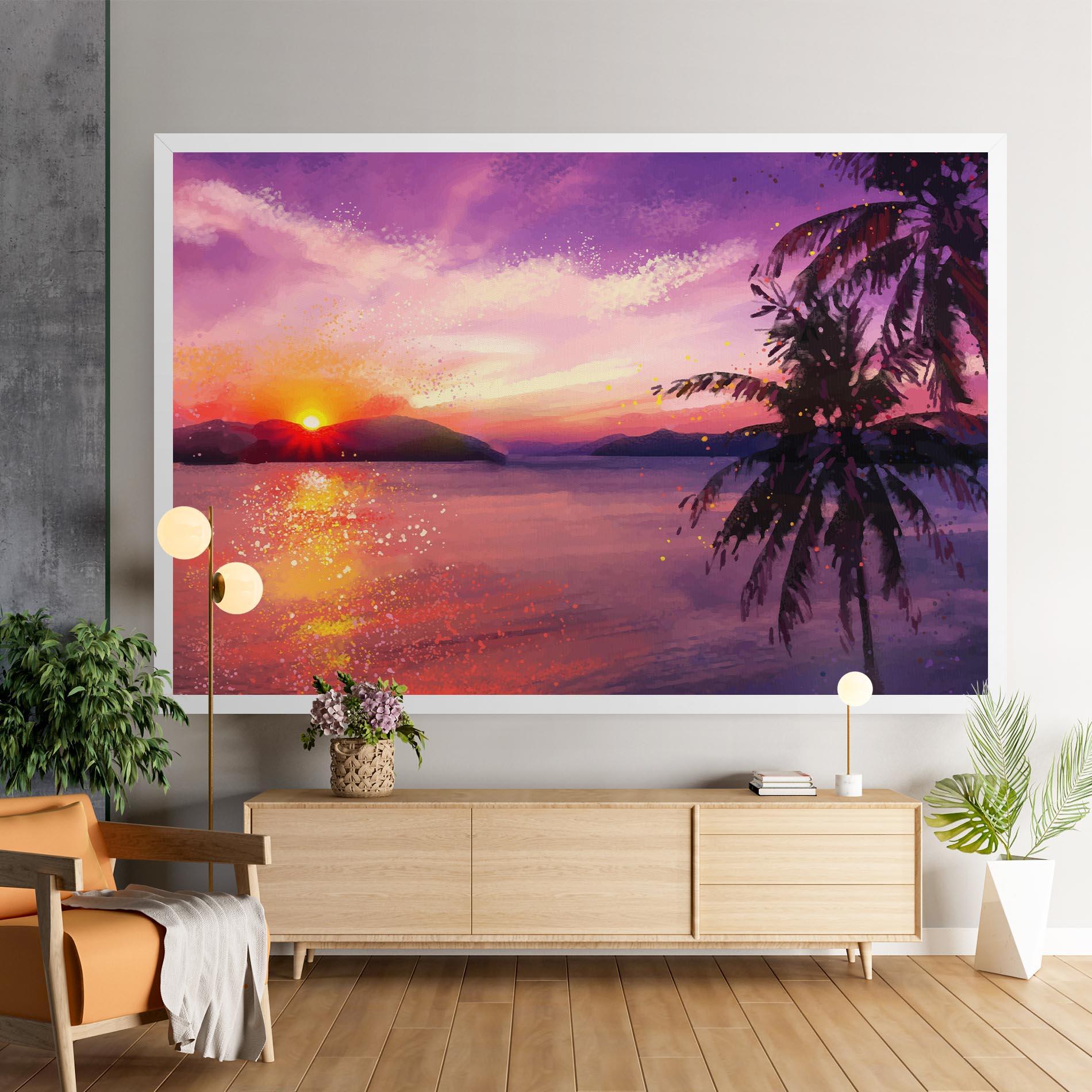 Leinwandbild Purple Sunrise Art mockup 9