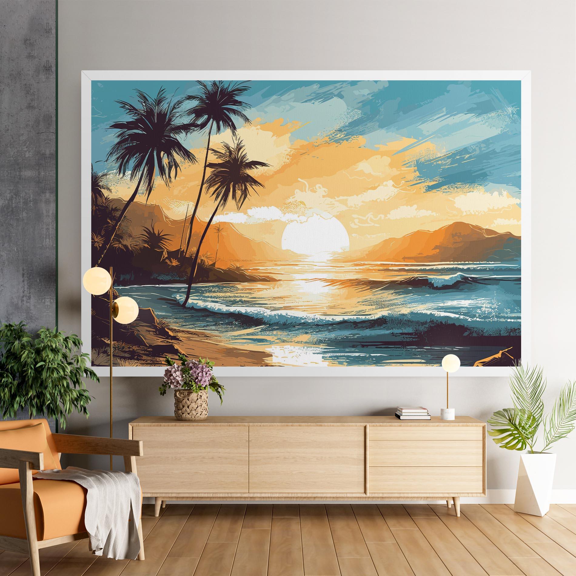 Leinwandbild Yellow Blue Sunrise mockup 9