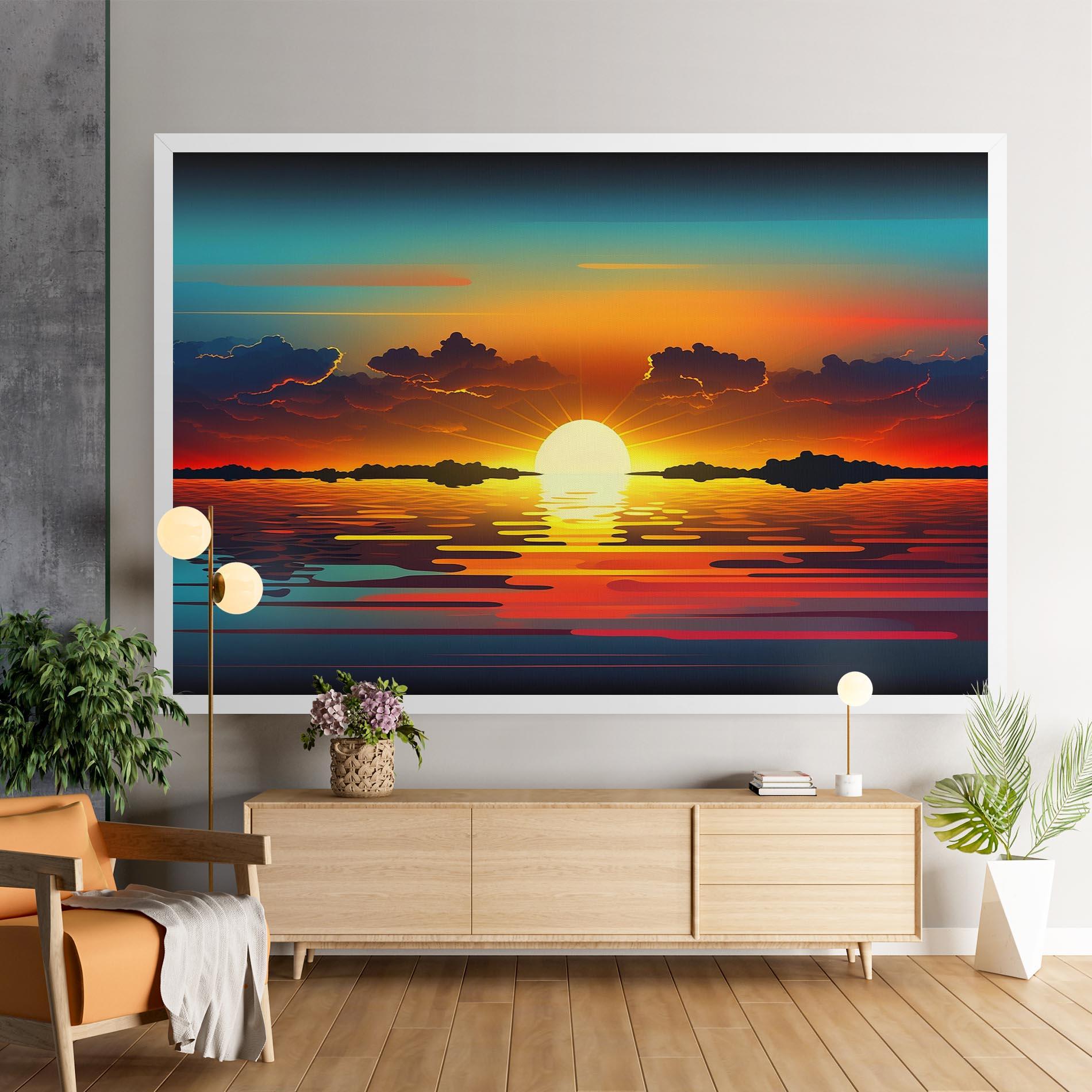 Leinwandbild Yellow Sunset Illustration mockup 9