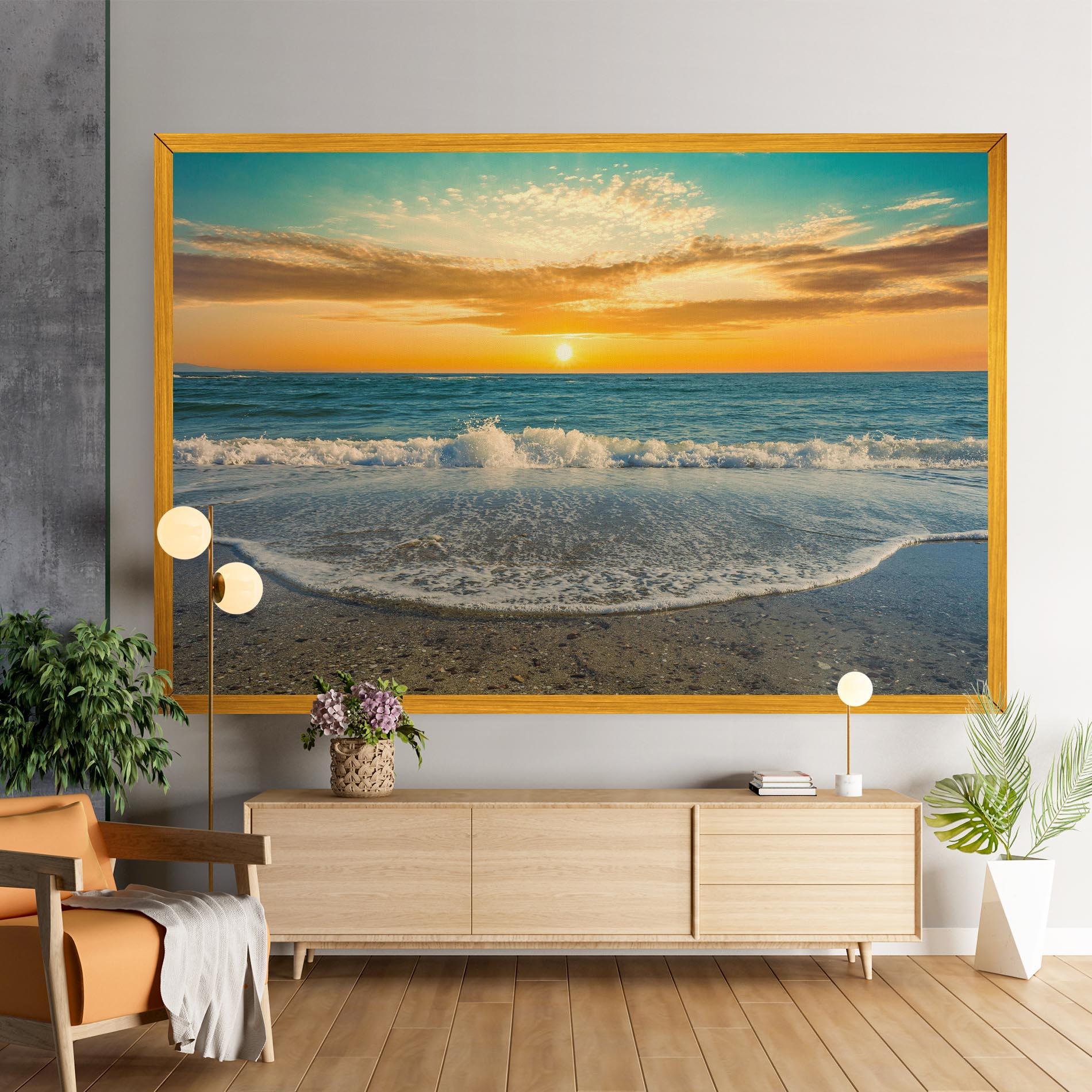 Leinwandbild Beach Dramatic Sunset mockup 9