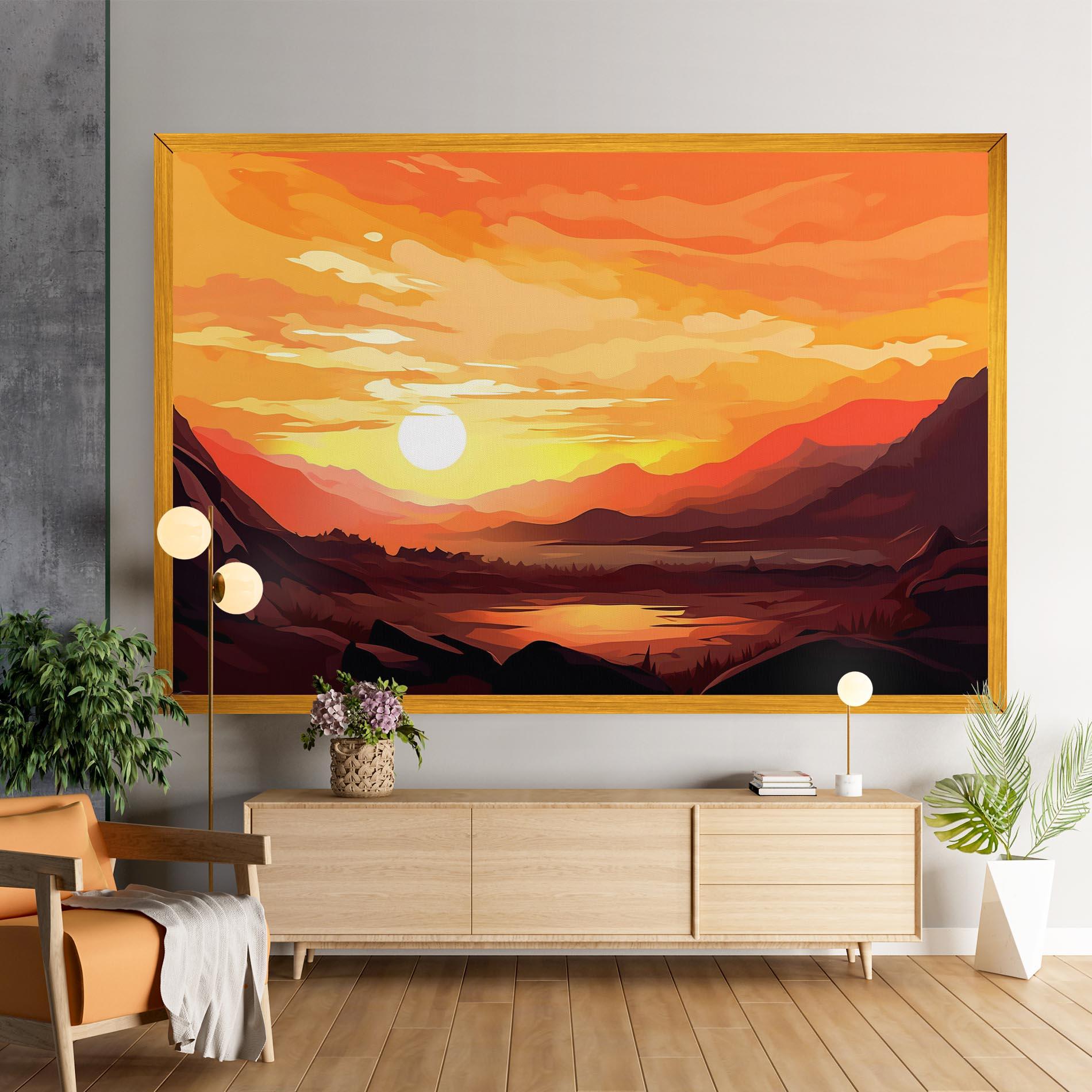 Leinwandbild Beautiful Sunset Illustration mockup 9