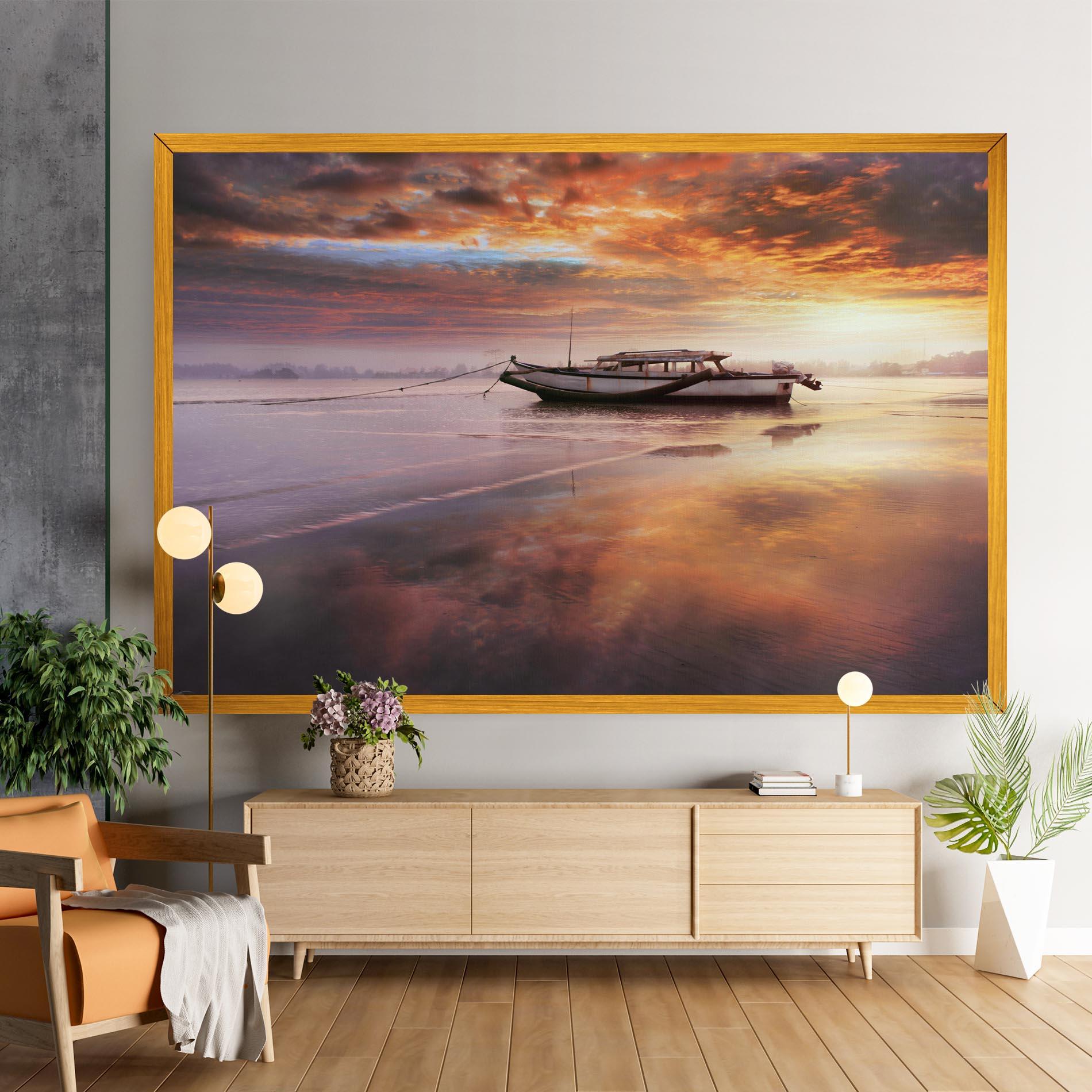 Leinwandbild Beauty Boat Sunrise mockup 9