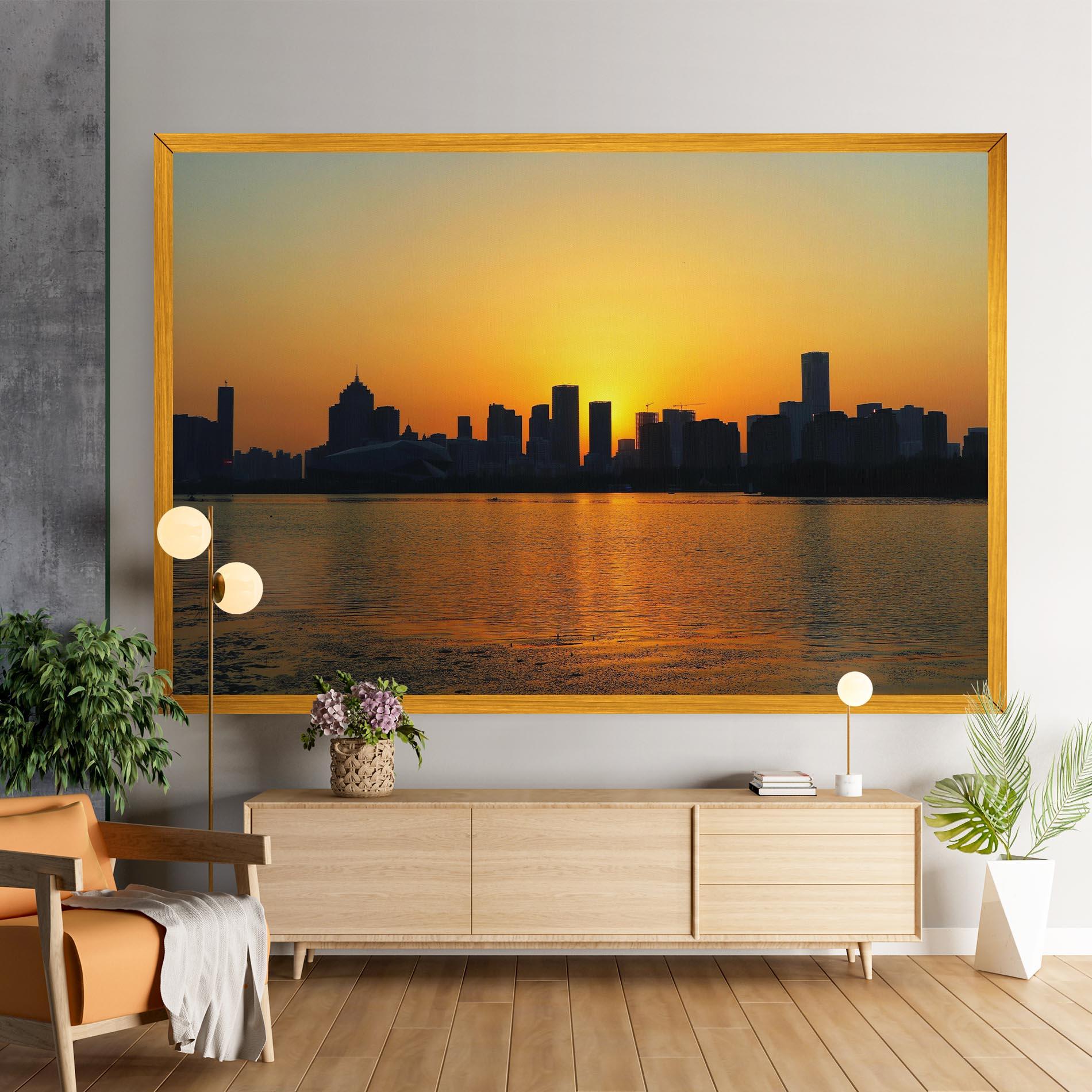 Leinwandbild City Building Sunset mockup 9