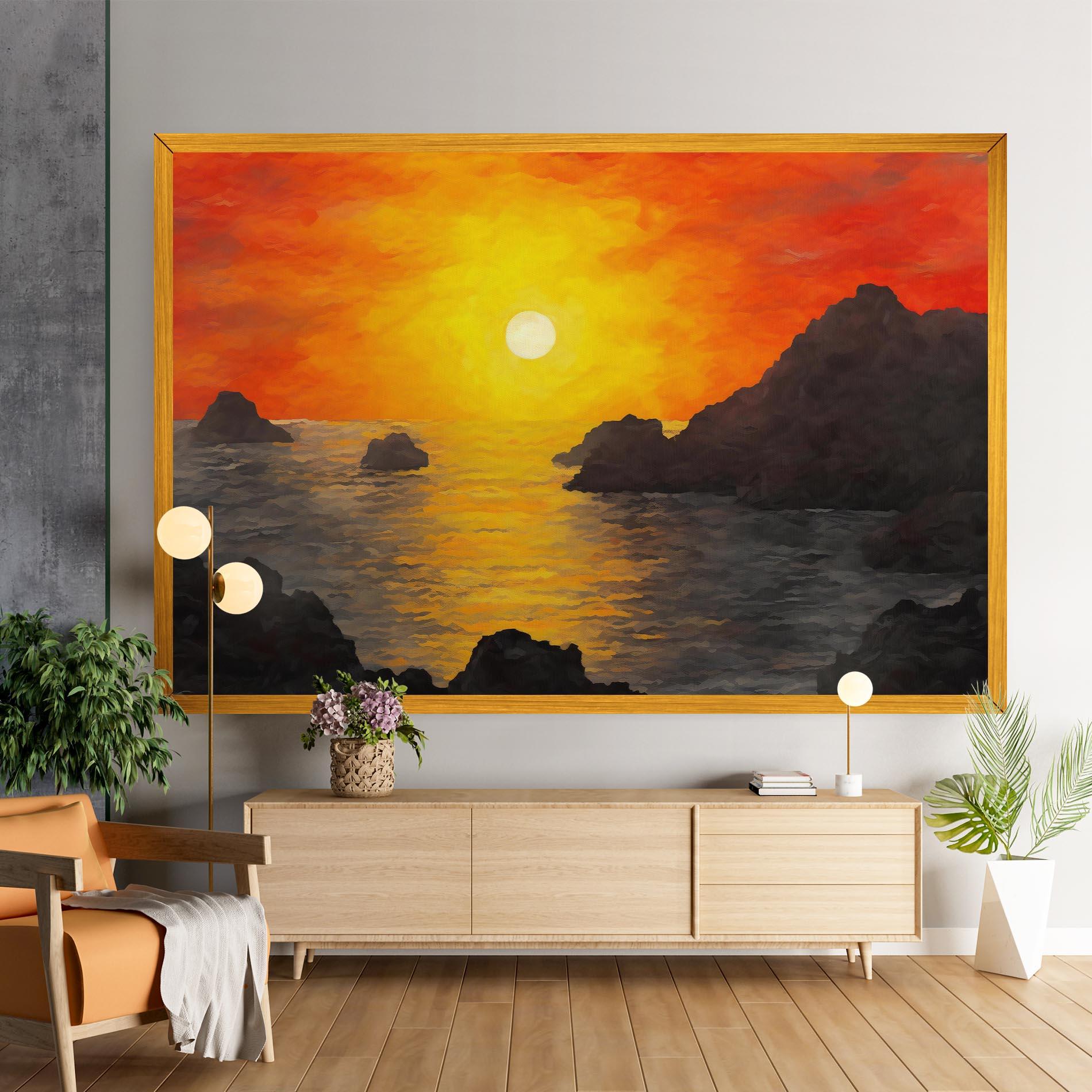 Leinwandbild Mountains Rocks Painting mockup 9