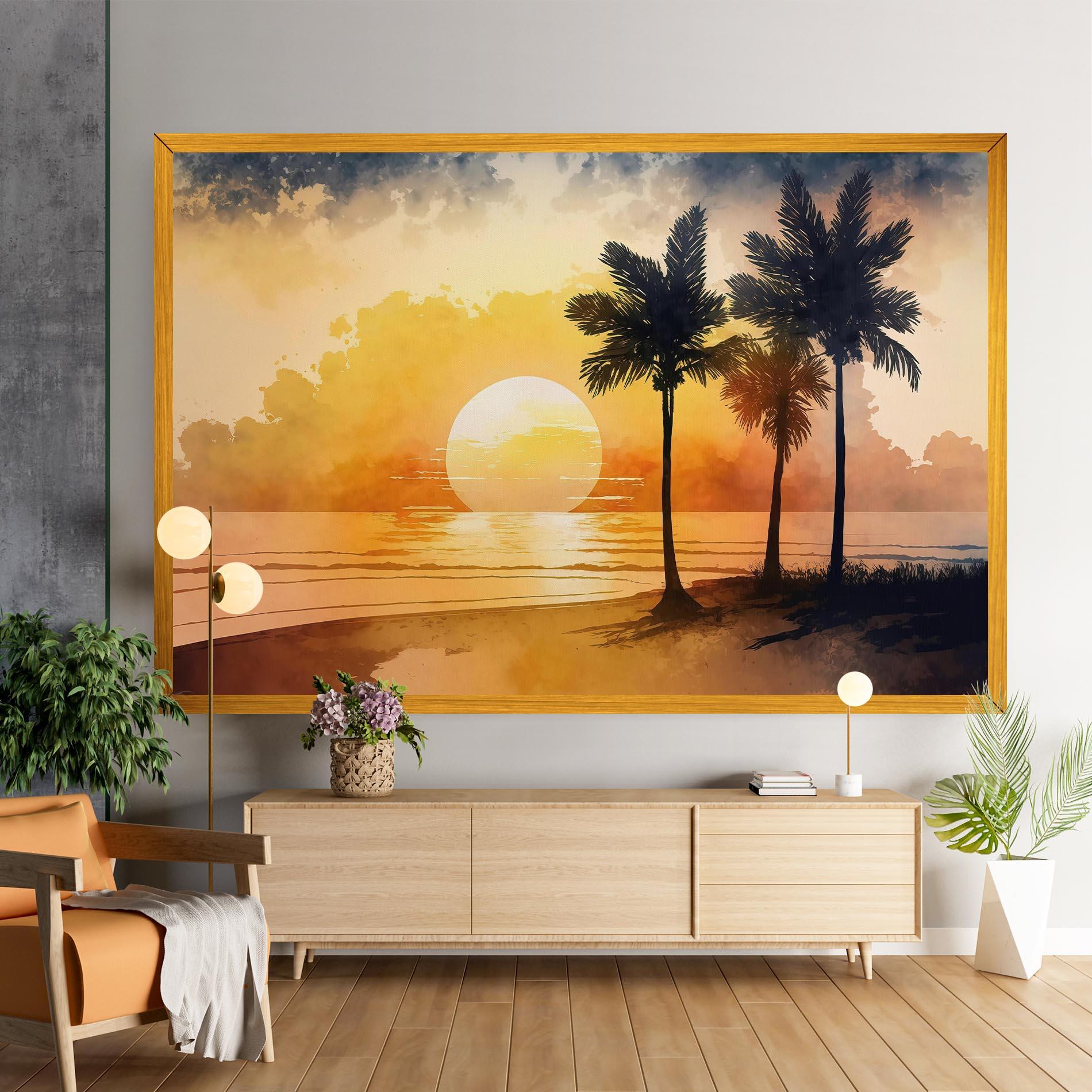 Leinwandbild Palm Trees Sunset mockup 9