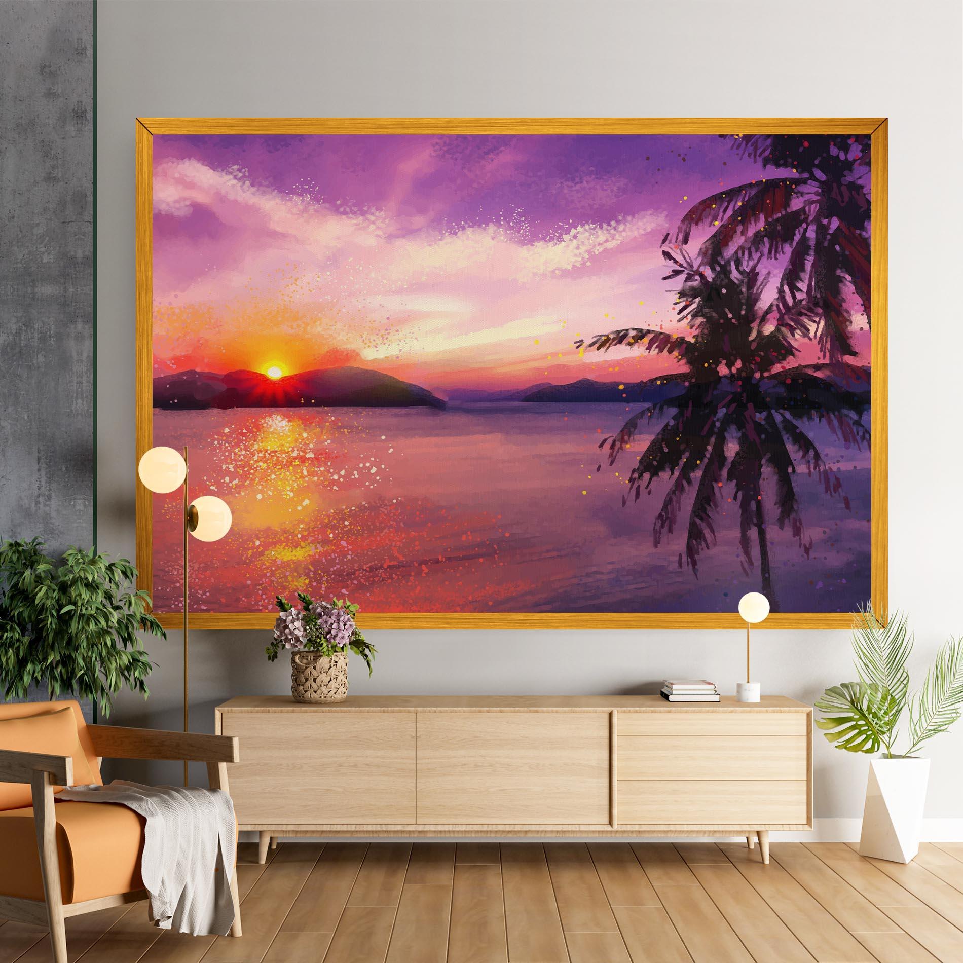 Leinwandbild Purple Sunrise Art mockup 9